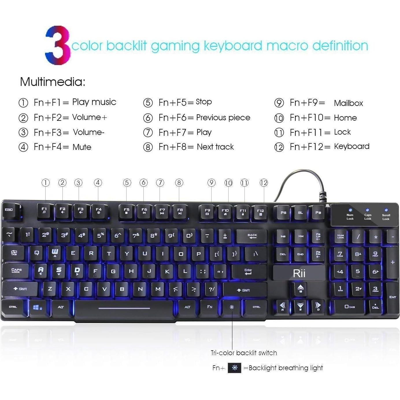 Teclado Rii RK100 Multimedia Gaming Retroiluminado LED 3 Colores