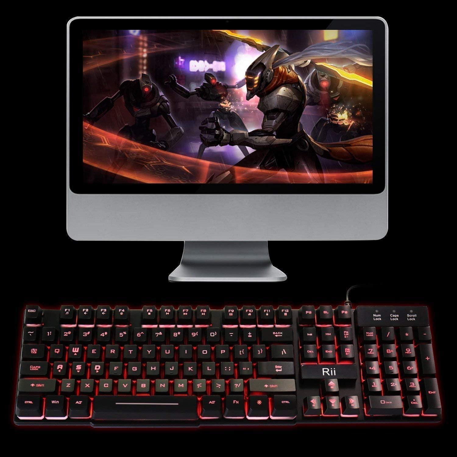 Teclado Rii RK100 Multimedia Gaming Retroiluminado LED 3 Colores