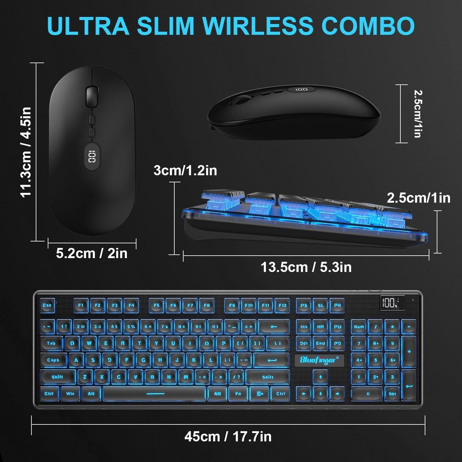 Combo Teclado y Ratón Inalámbrico BlueFinger Gaming