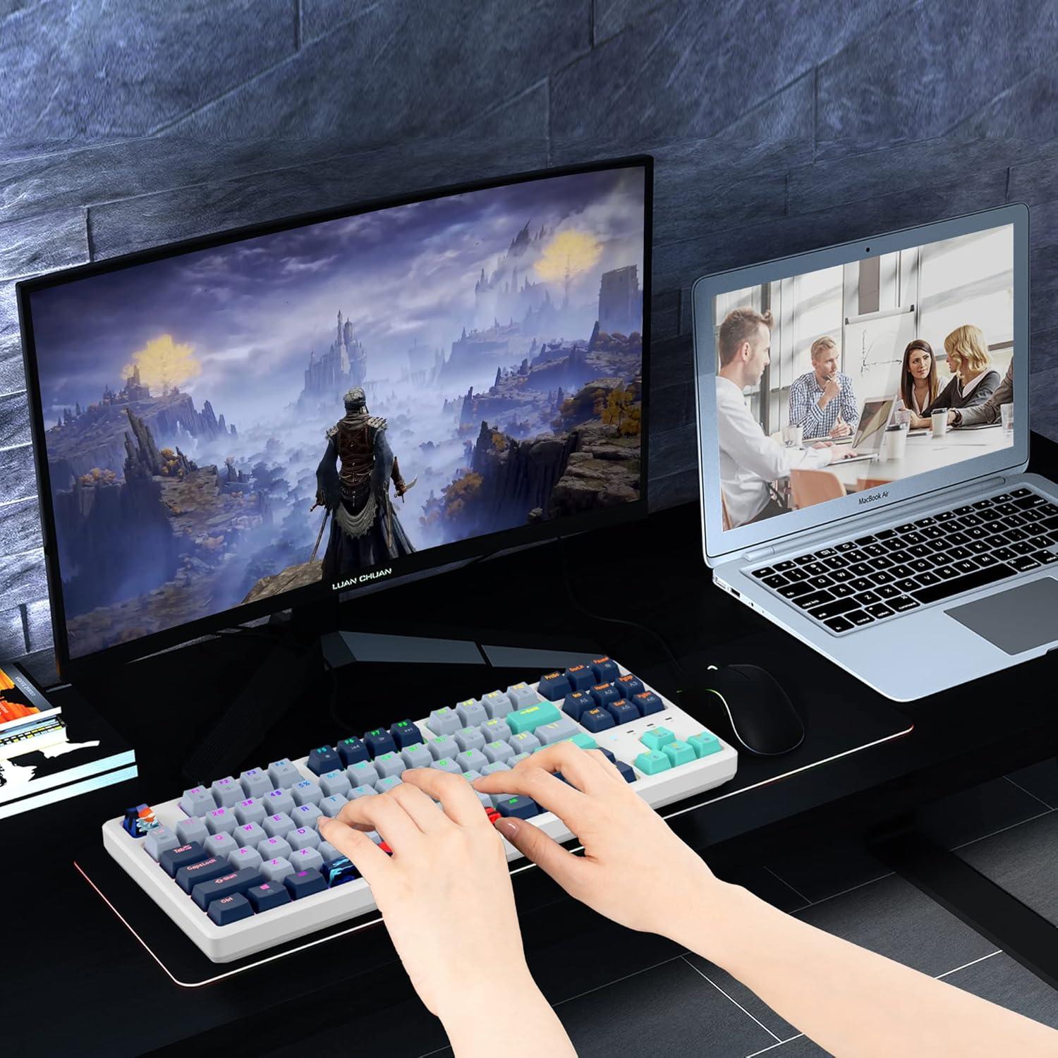 Teclado mecánico TKL FS SHOP 87 teclas RGB rojo