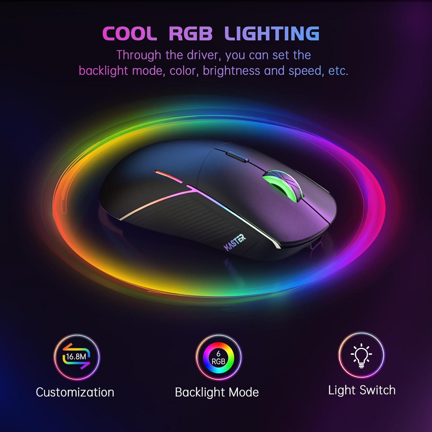 Ratón Gaming FFJ Master01 Inalámbrico 24000 DPI RGB Negro