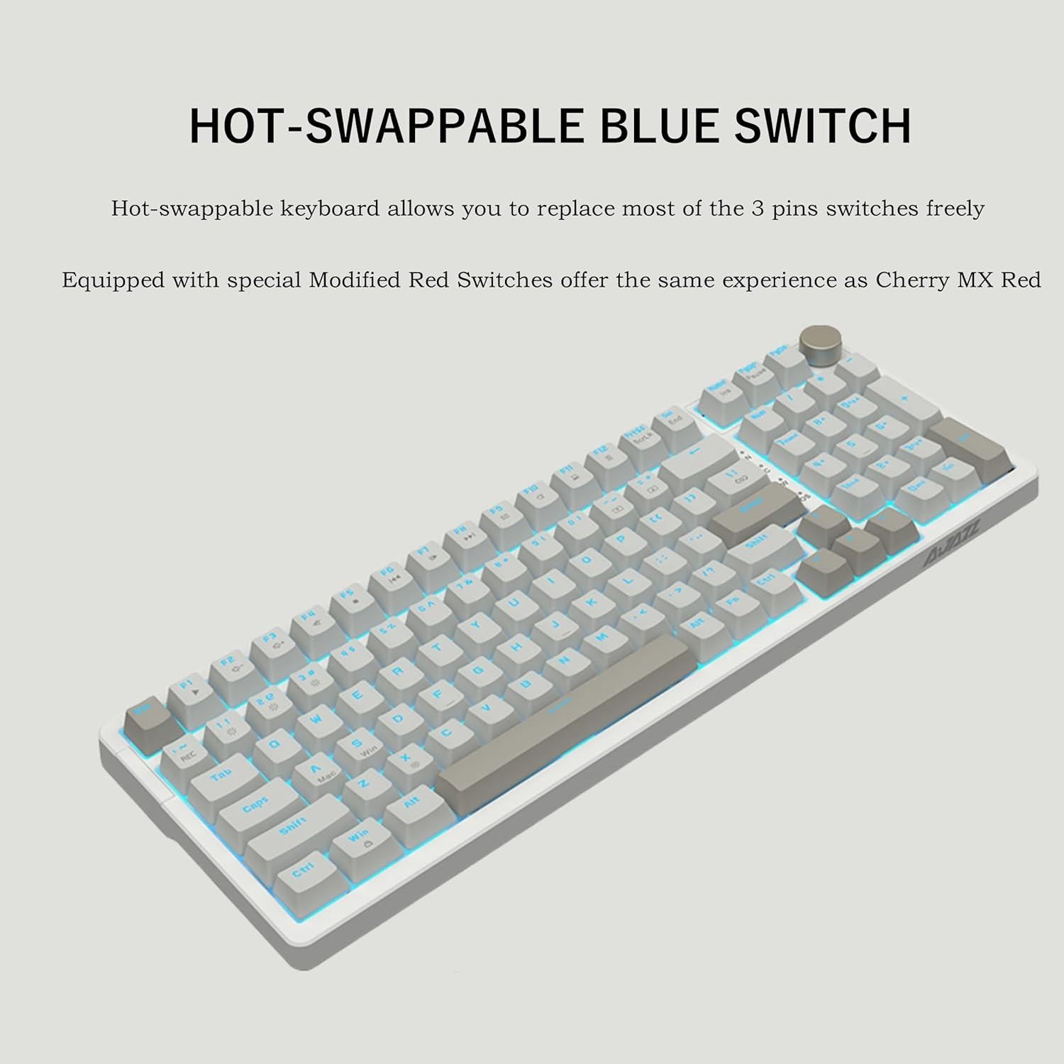 Teclado Mecánico Ajazz AK992 Retroiluminado Azul 98 Teclas