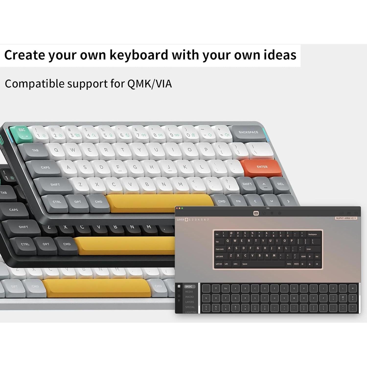 Teclado Mecánico Inalámbrico nuphy Air60 V2 60% Gateron Marrón