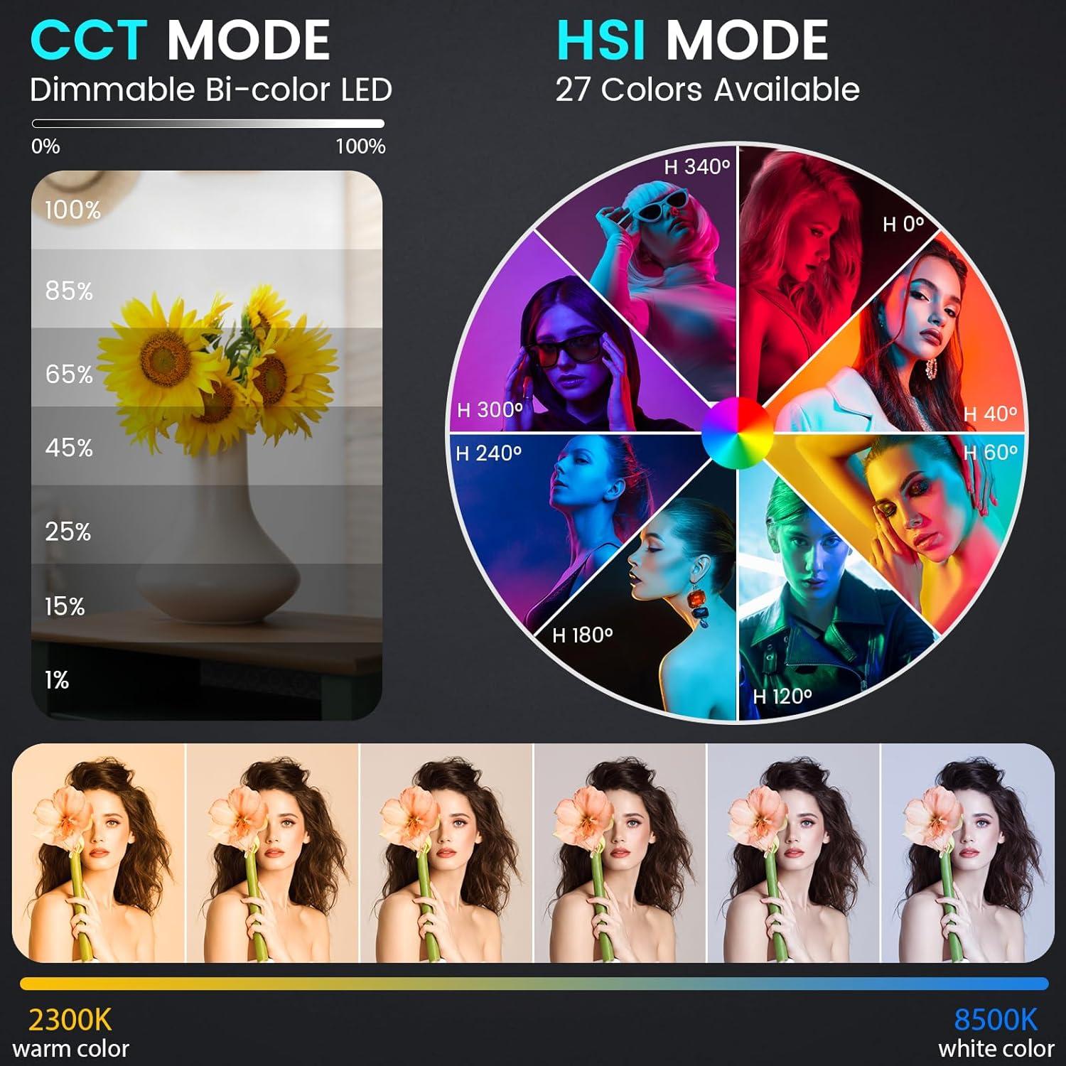 Kit de Iluminación Fotográfica RGB Anautin K500 50W Bi-Color