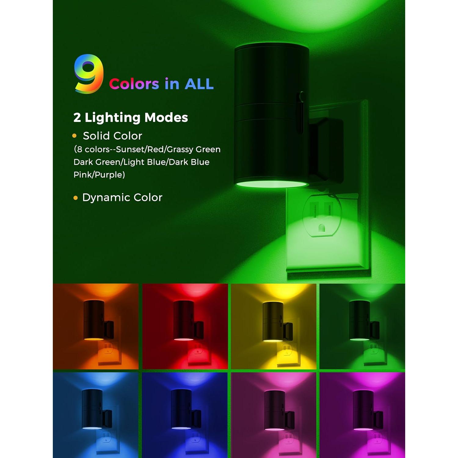 Luz Nocturna LED LOHAS RGB con Sensor de Luz - Paquete de 2