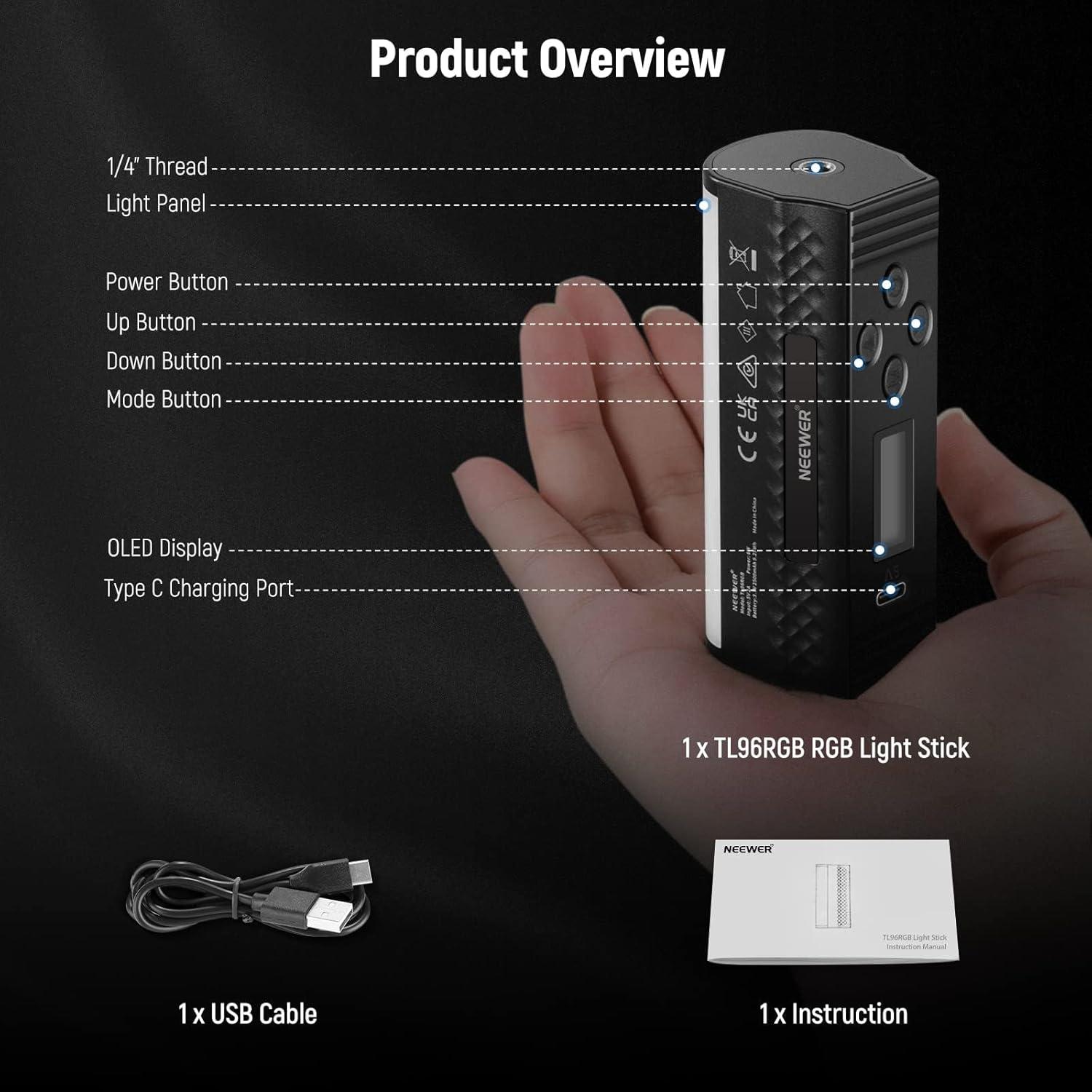 Varitas de Luz LED NEEWER TL96RGB 2 Paquete 2500-8500K