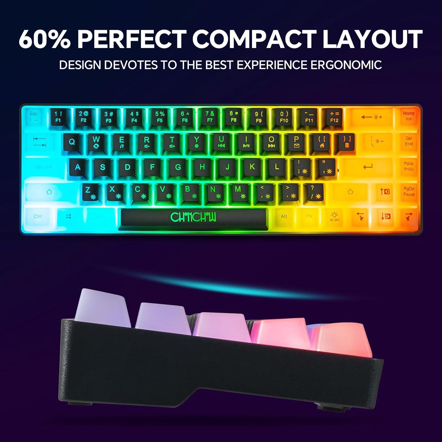 CHONCHOW Combo Teclado y Ratón Gaming RGB 68 Teclas