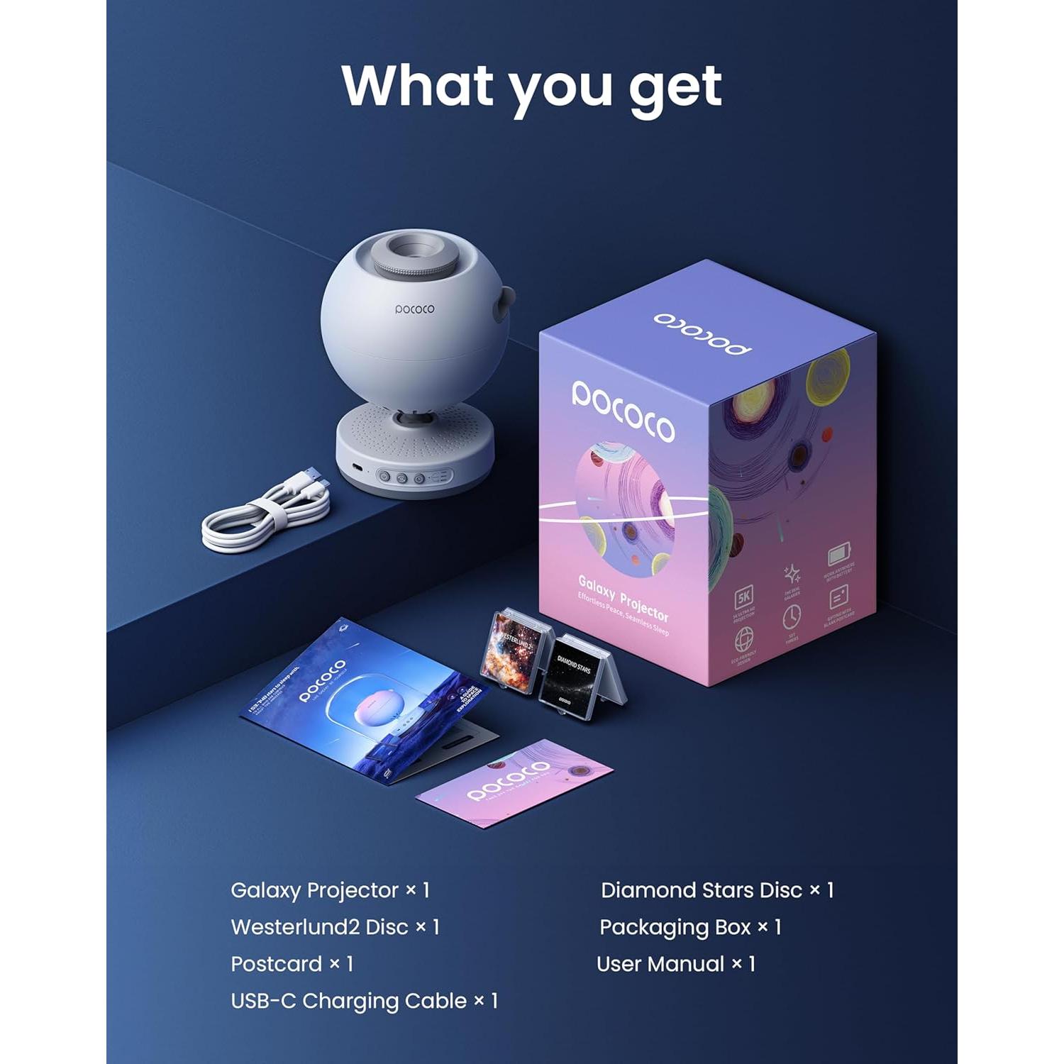 Proyector de Estrellas POCOCO Galaxy Luz Suave 15,7x12cm