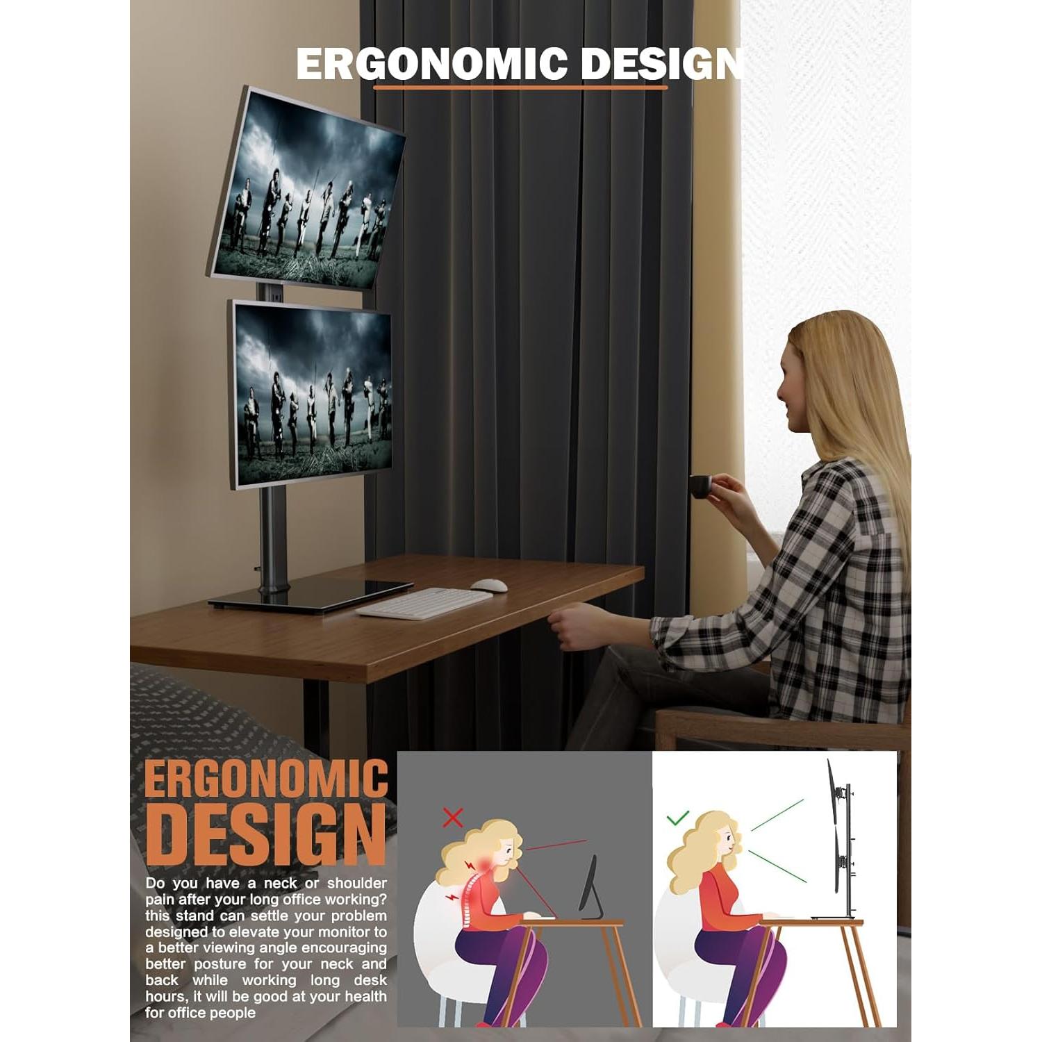 Soporte de Monitor Doble Hemudu HT05B-002 13-34" Ajustable