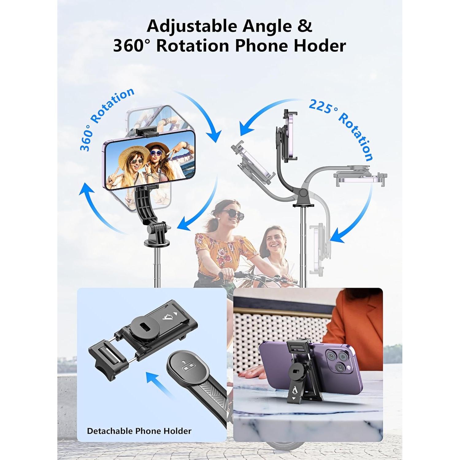 Selfie Stick y Trípode Qirita 52cm con Control Remoto