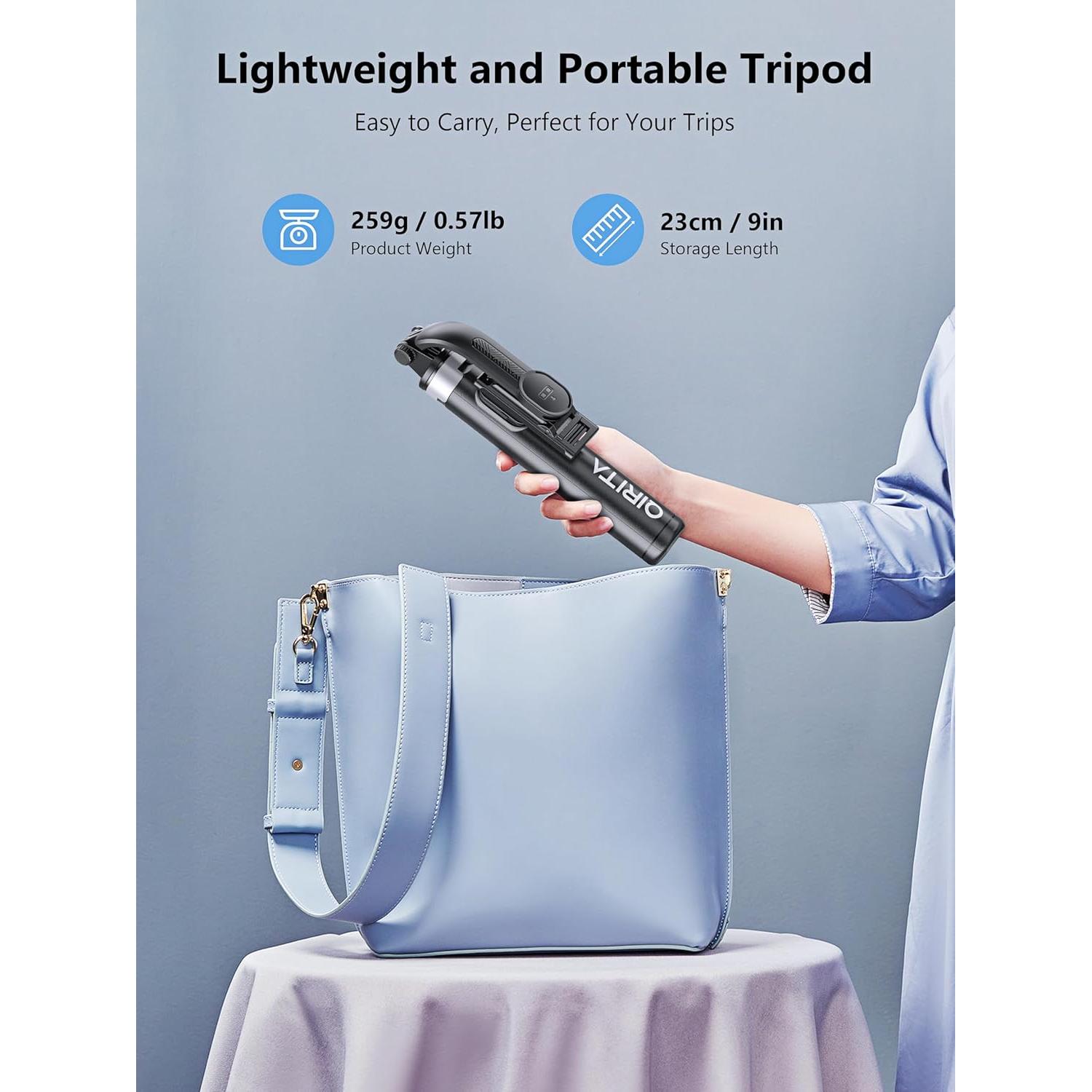 Selfie Stick y Trípode Qirita 52cm con Control Remoto