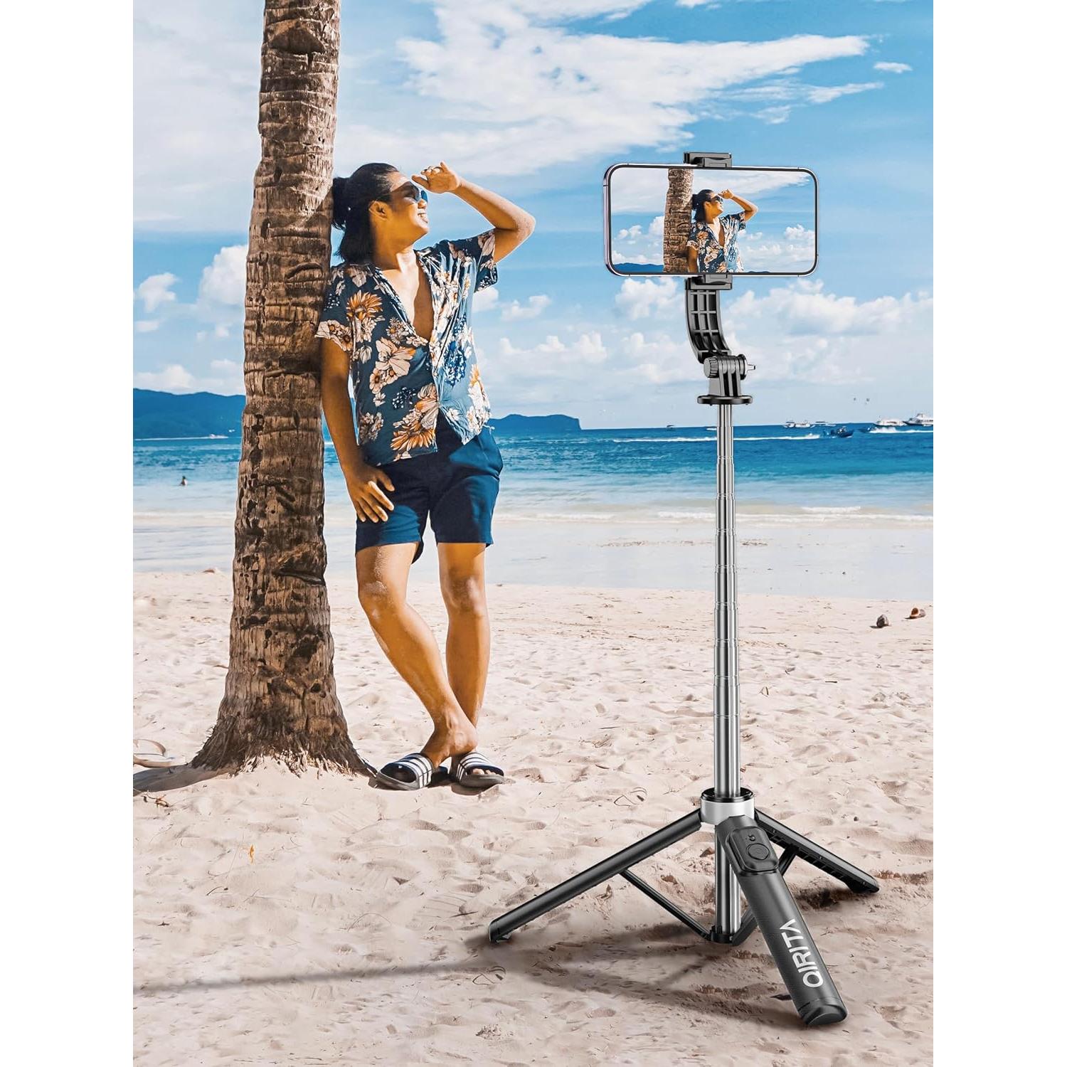 Selfie Stick y Trípode Qirita 52cm con Control Remoto