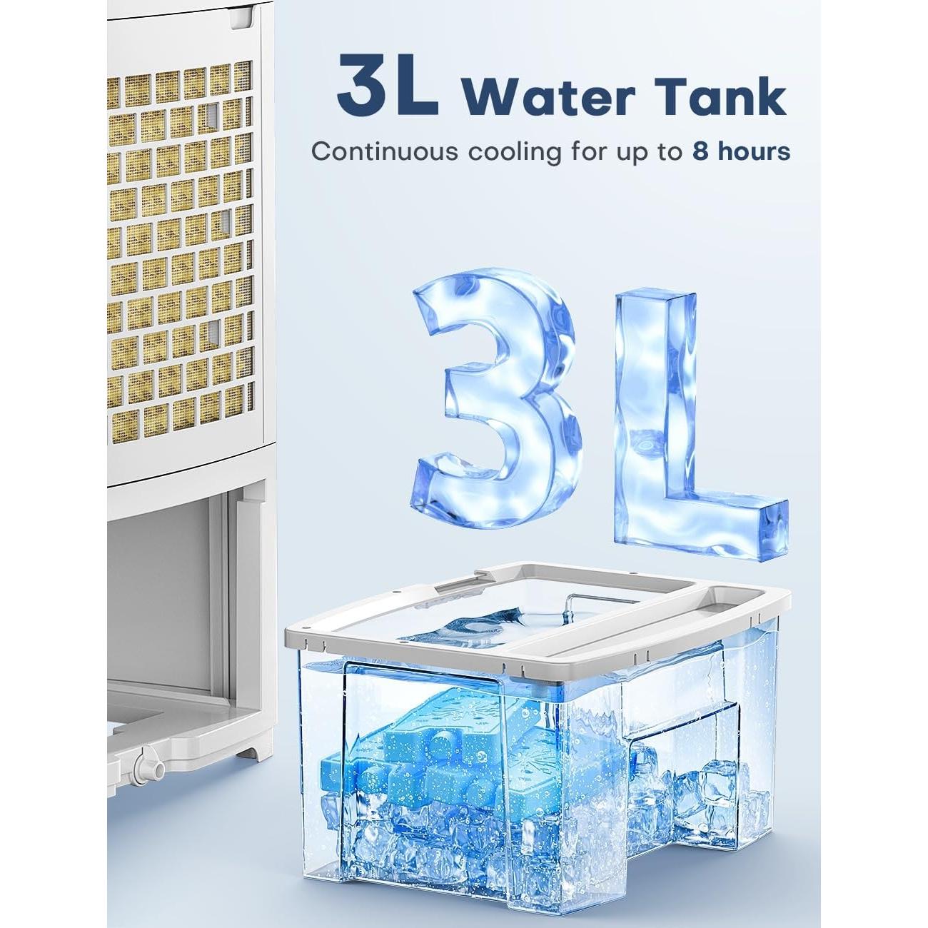 BALKO Enfriador de Aire Evaporativo 3 Velocidades Portátil