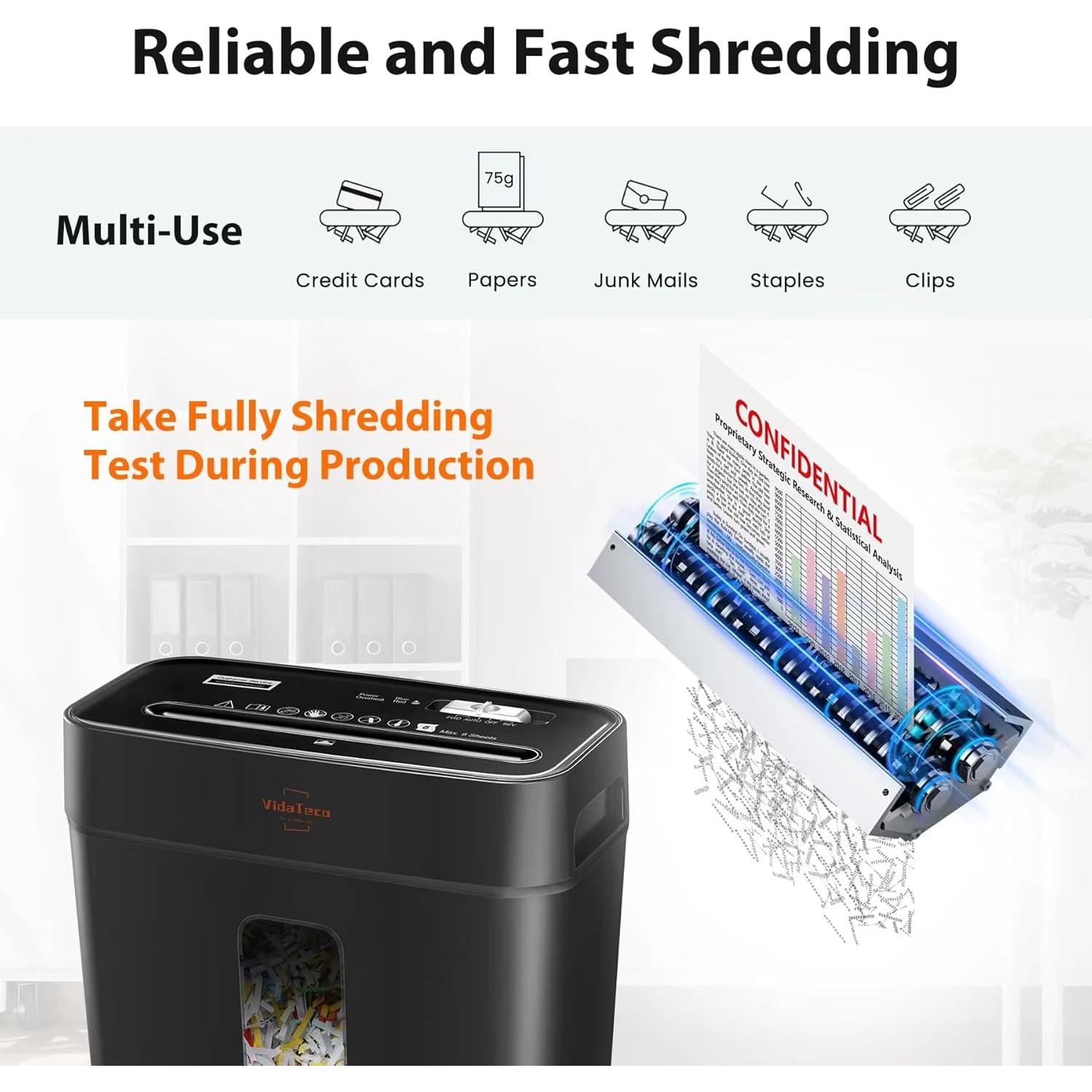Destructora de papel VidaTeco P-4 6 hojas corte cruzado