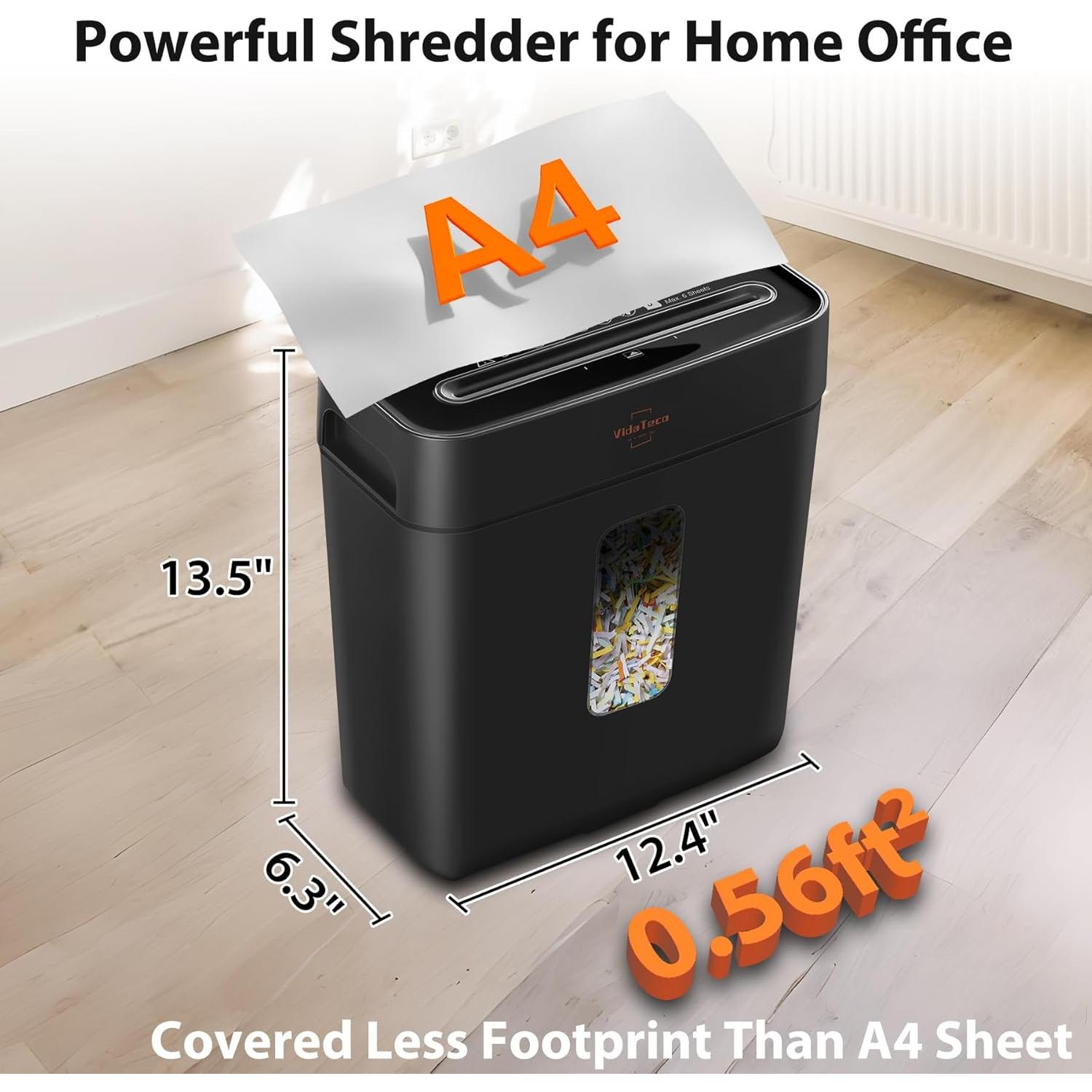 Destructora de papel VidaTeco P-4 6 hojas corte cruzado