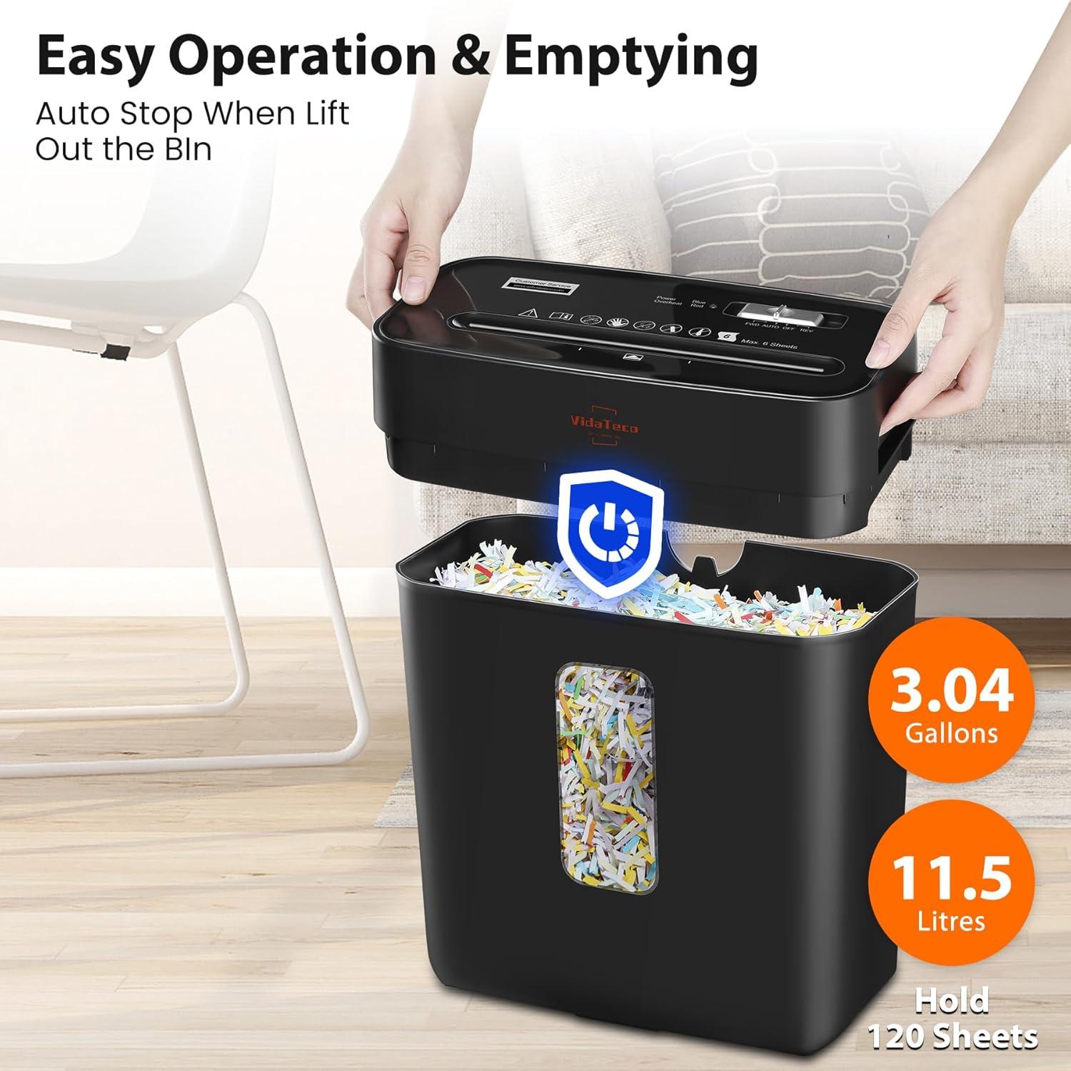 Destructora de papel VidaTeco P-4 6 hojas corte cruzado