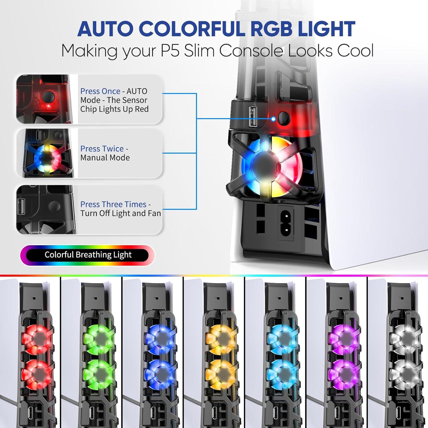 Ventilador de Enfriamiento RGB Klipdasse para PS5 Slim