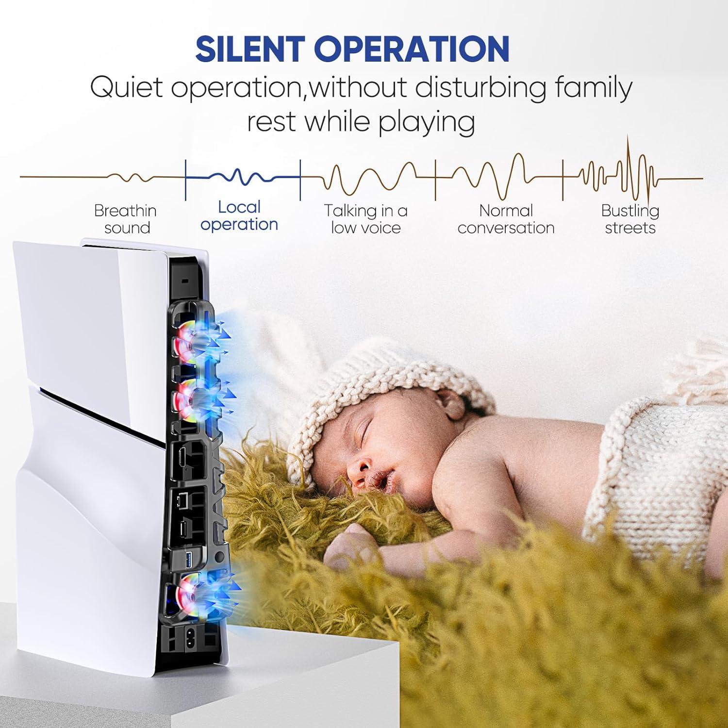 Ventilador de Enfriamiento RGB Klipdasse para PS5 Slim