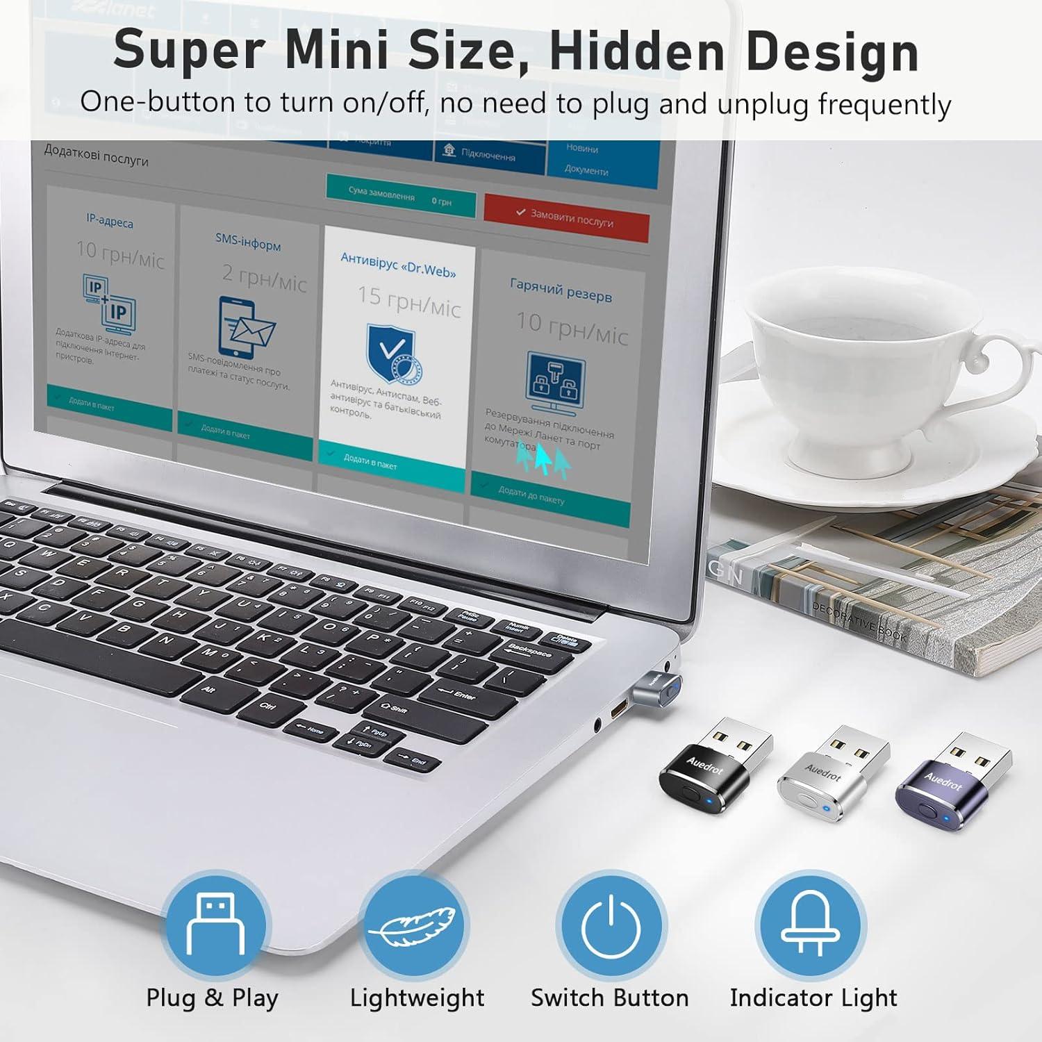 Mouse Jiggler USB Indetectable con Adaptador USB-C Gris