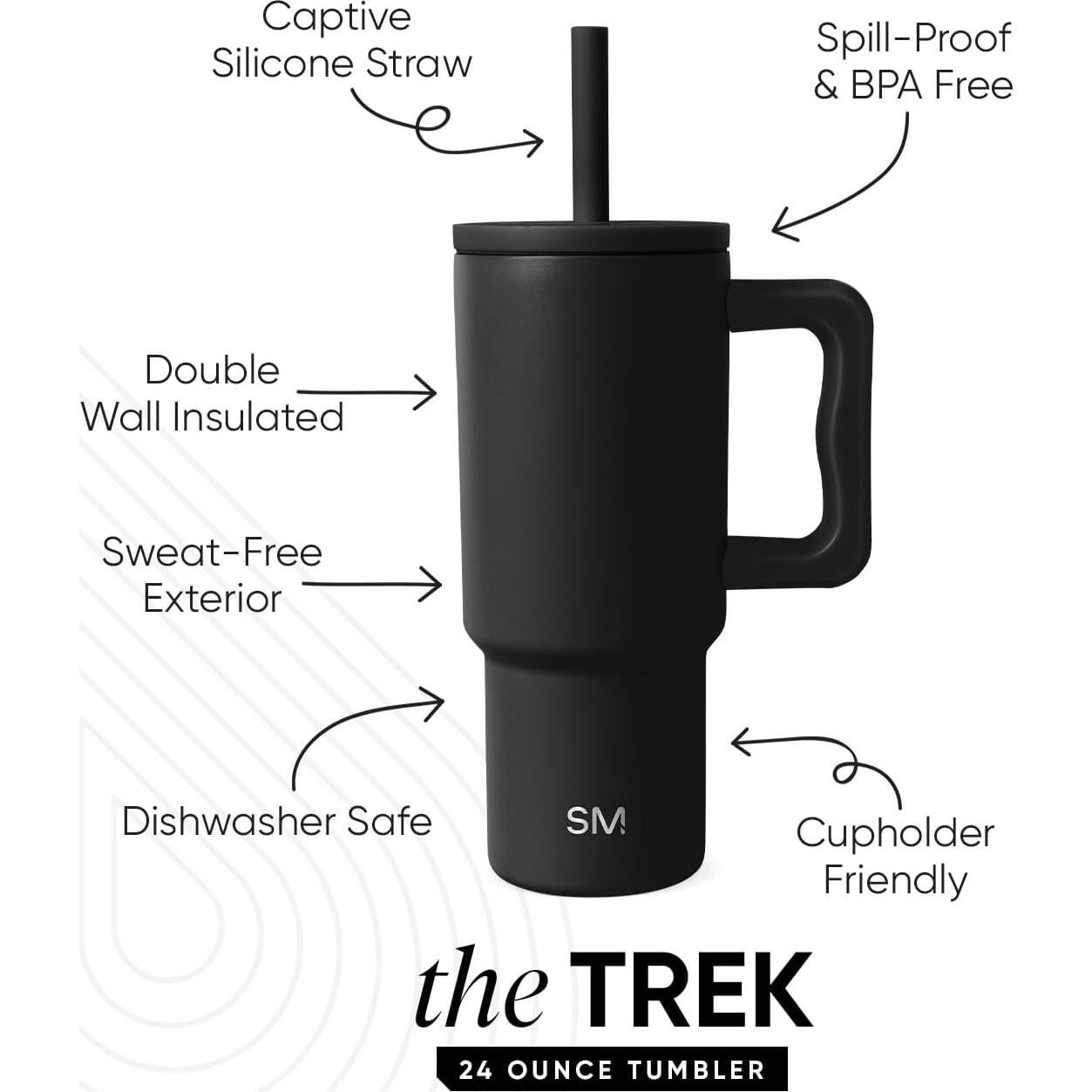 Vaso Tumbler Simple Modern 24 oz Niños Acero Inoxidable Negro