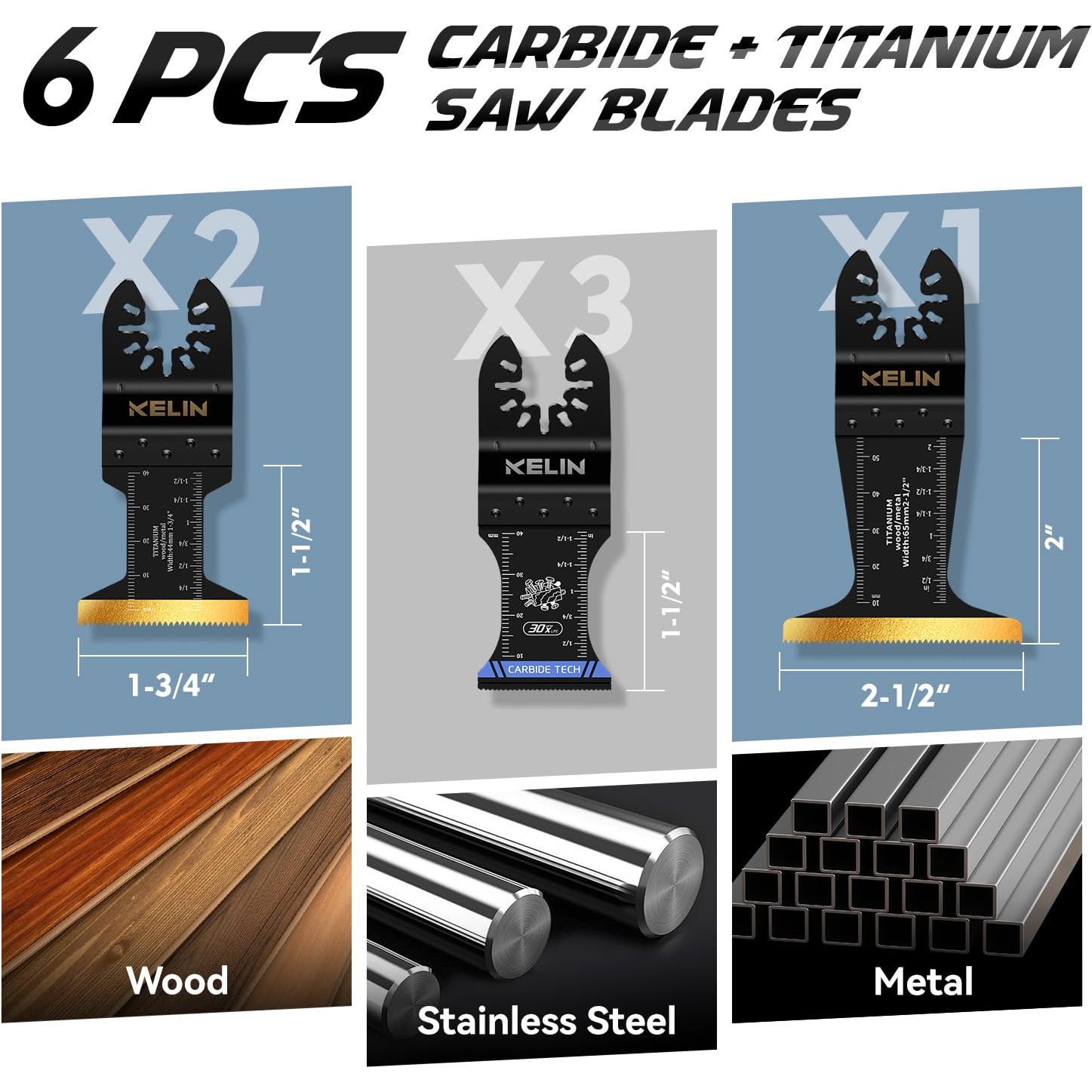 Set de Hojas de Multitool KELIN 6 PCS Carburo y Titanio