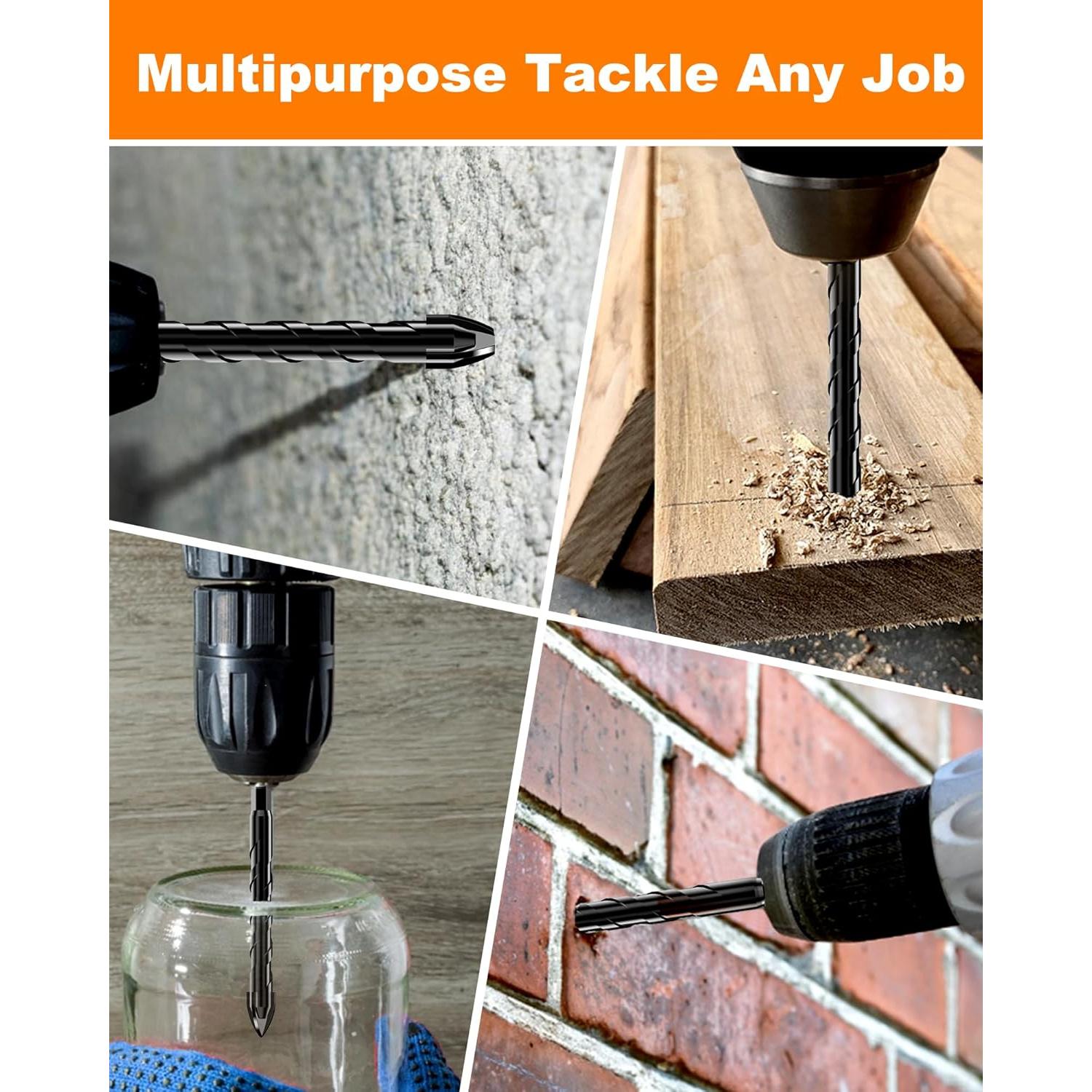 Juego de Brocas para Masonería TITGGI - 5 Pcs Carburo 5 Tamaños