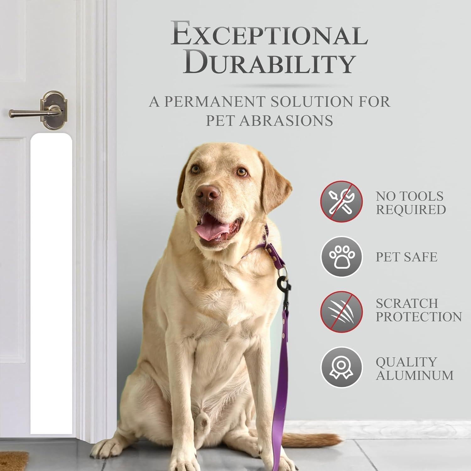 Placa de Protección para Puertas Deck the Door 10x56cm Aluminio Blanco