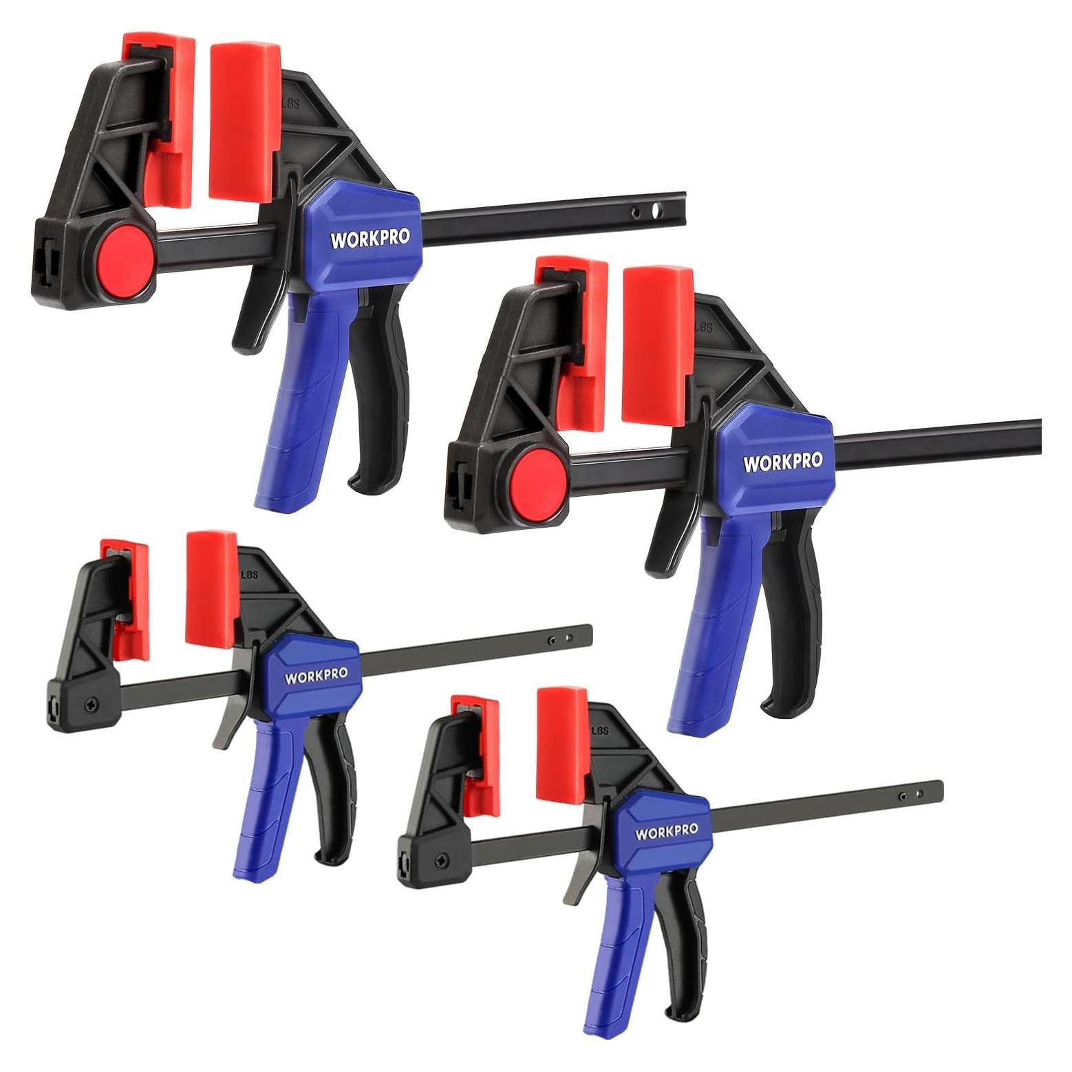 Juego de Abrazaderas WORKPRO 4 Piezas 15.24cm y 11.43cm Azul