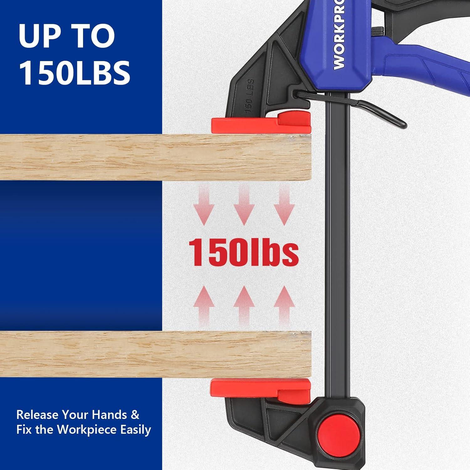 Juego de Abrazaderas WORKPRO 4 Piezas 15.24cm y 11.43cm Azul