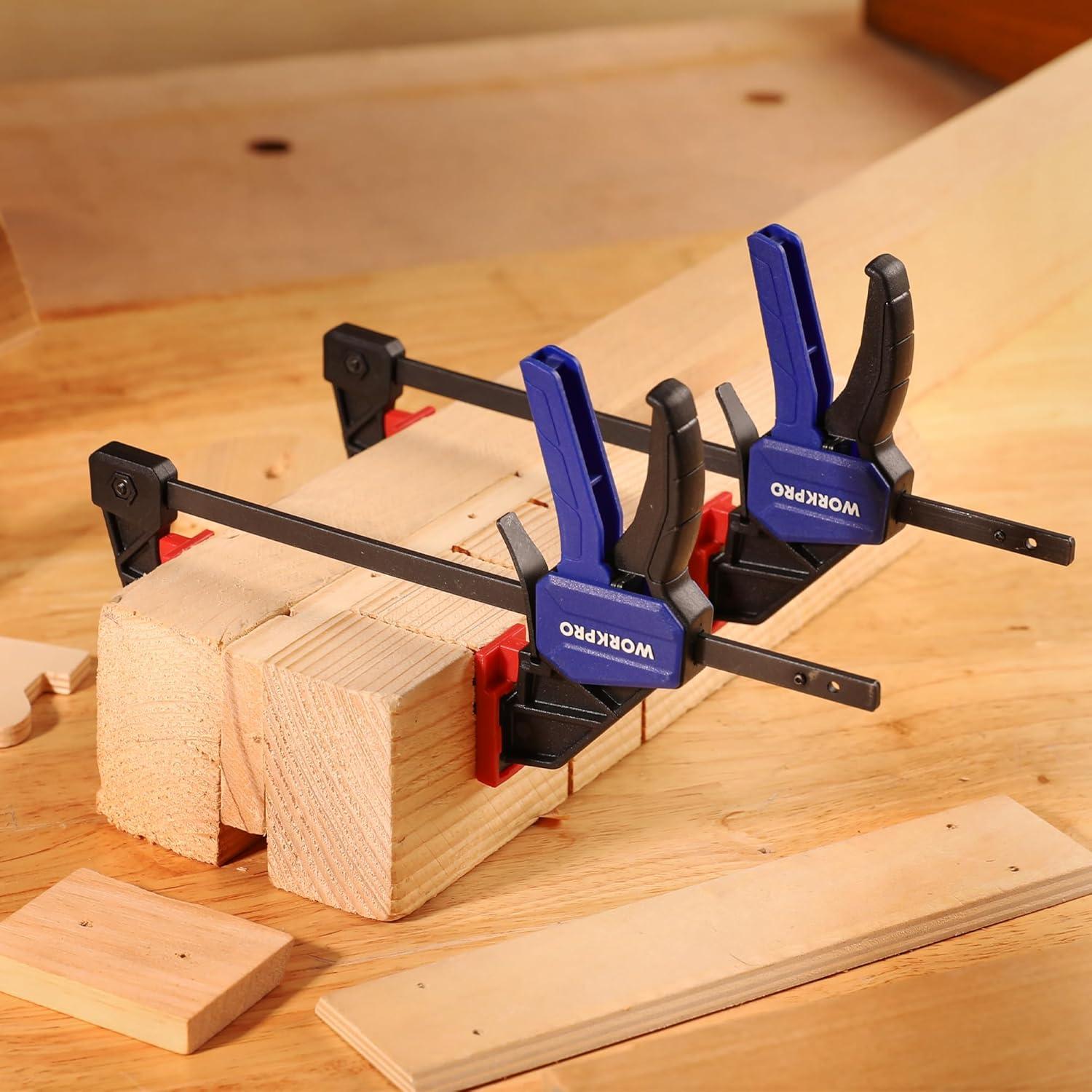 Juego de Abrazaderas WORKPRO 4 Piezas 15.24cm y 11.43cm Azul