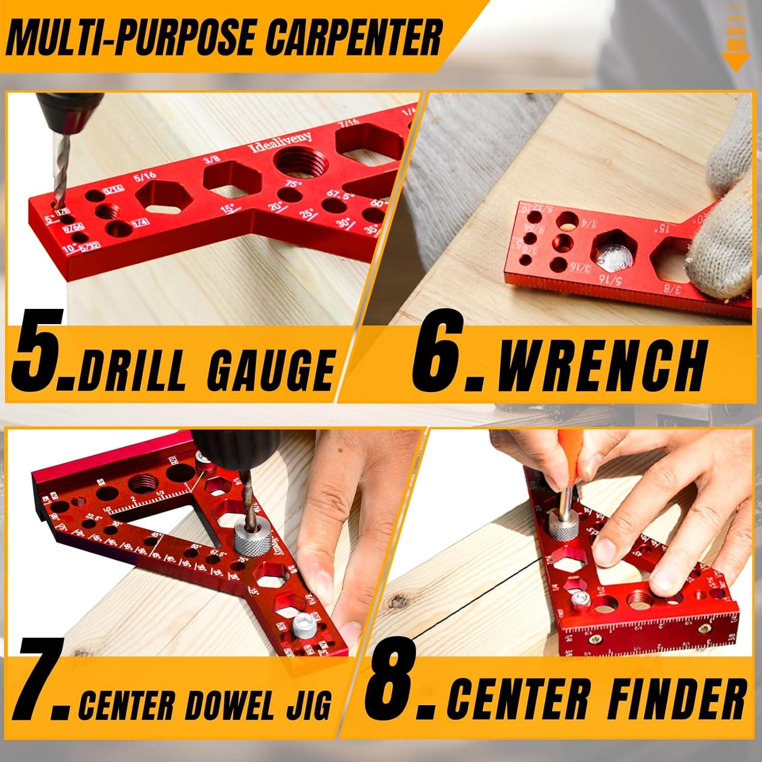 Escuadra de Carpintero 8-en-1 Idealiveny Azul 14x8.9cm