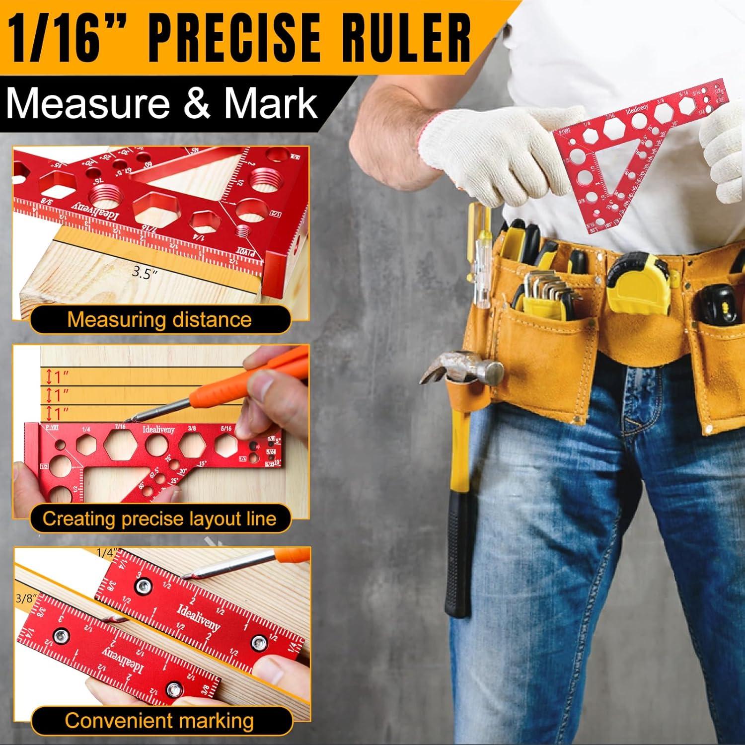 Escuadra de Carpintero 8-en-1 Idealiveny Azul 14x8.9cm