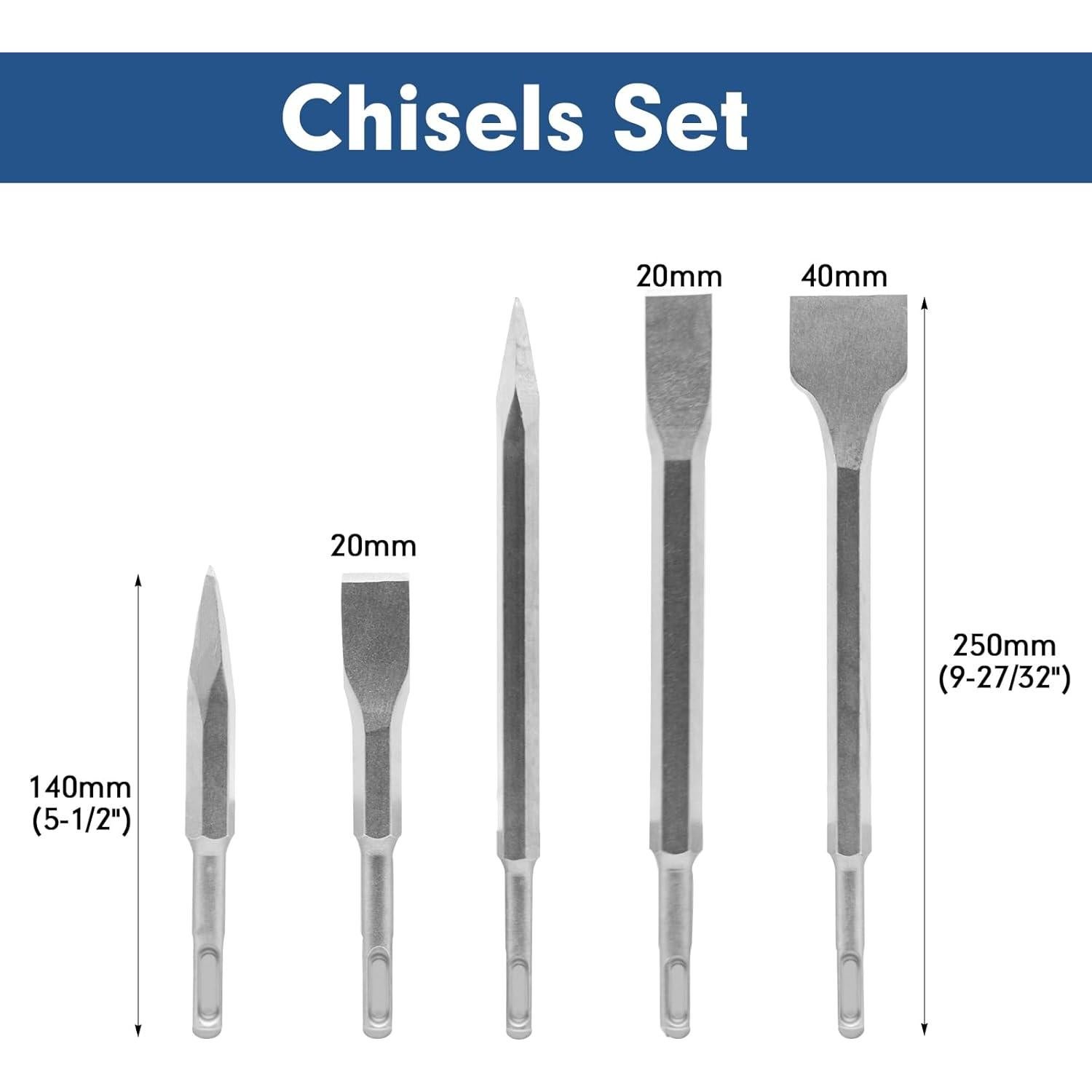 Juego de 17 Piezas Brocas y Cinceles YOSIGHT SDS-Plus