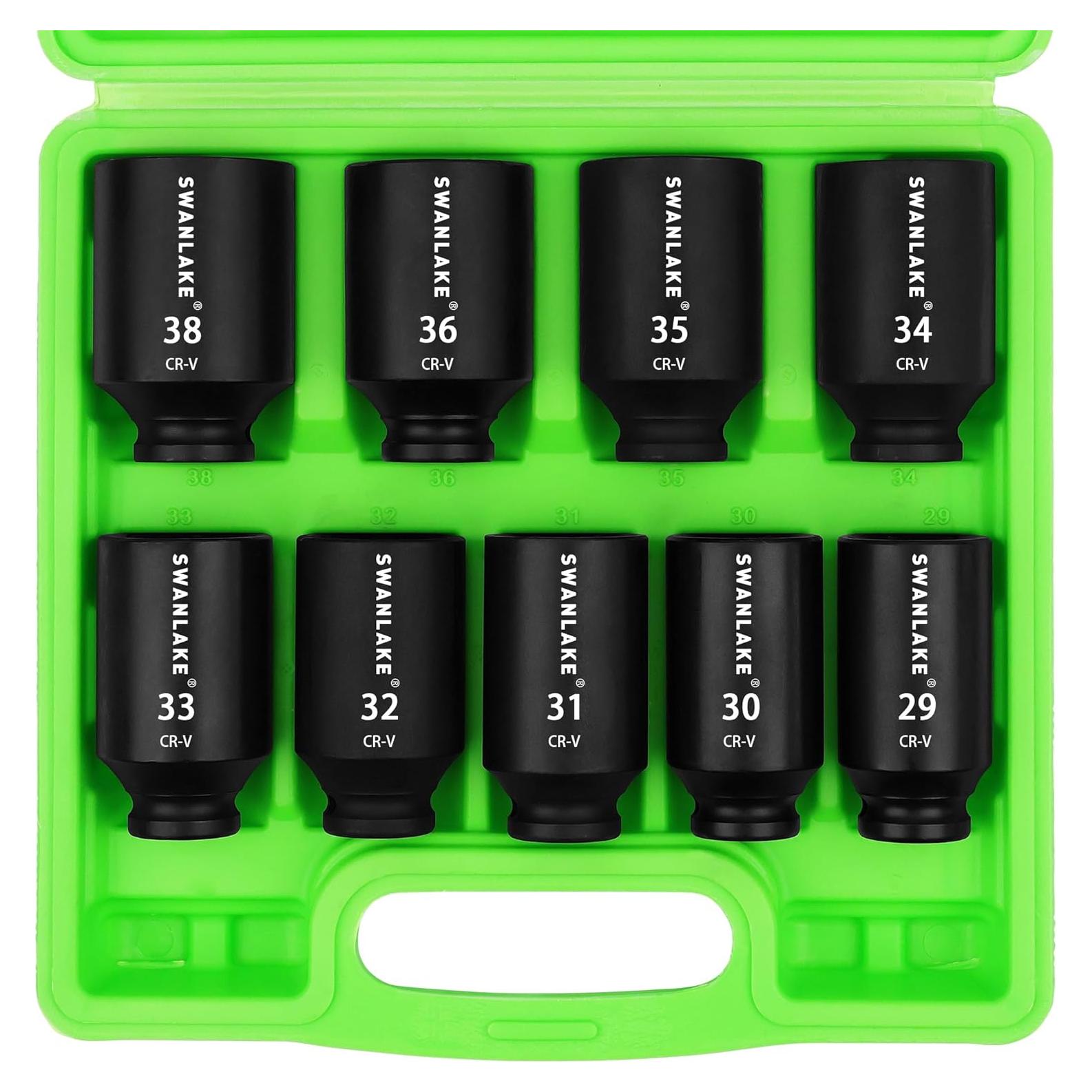 Juego de 9 Piezas Enchufe de Impacto 1/2" SWANLAKE Métrico