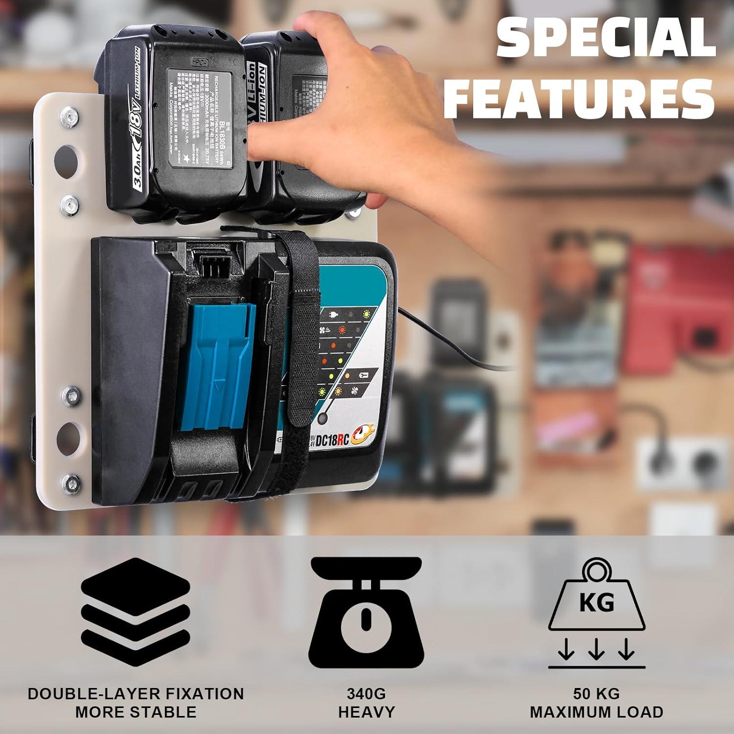 Soporte de Pared FETESNICE para Cargador y Baterías Makita