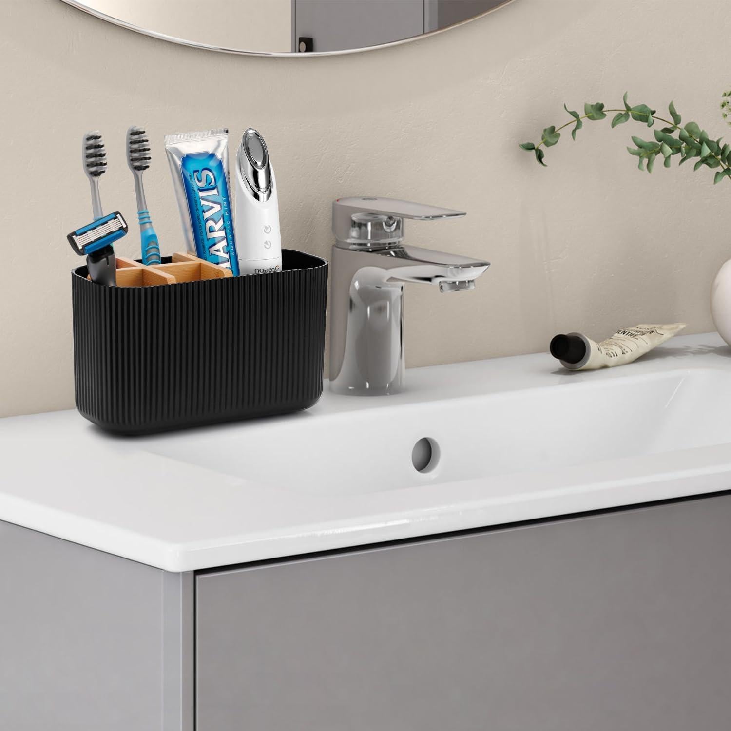 Soporte de Cepillo de Dientes Negro GFWARE Ecológico 5 Compartimentos