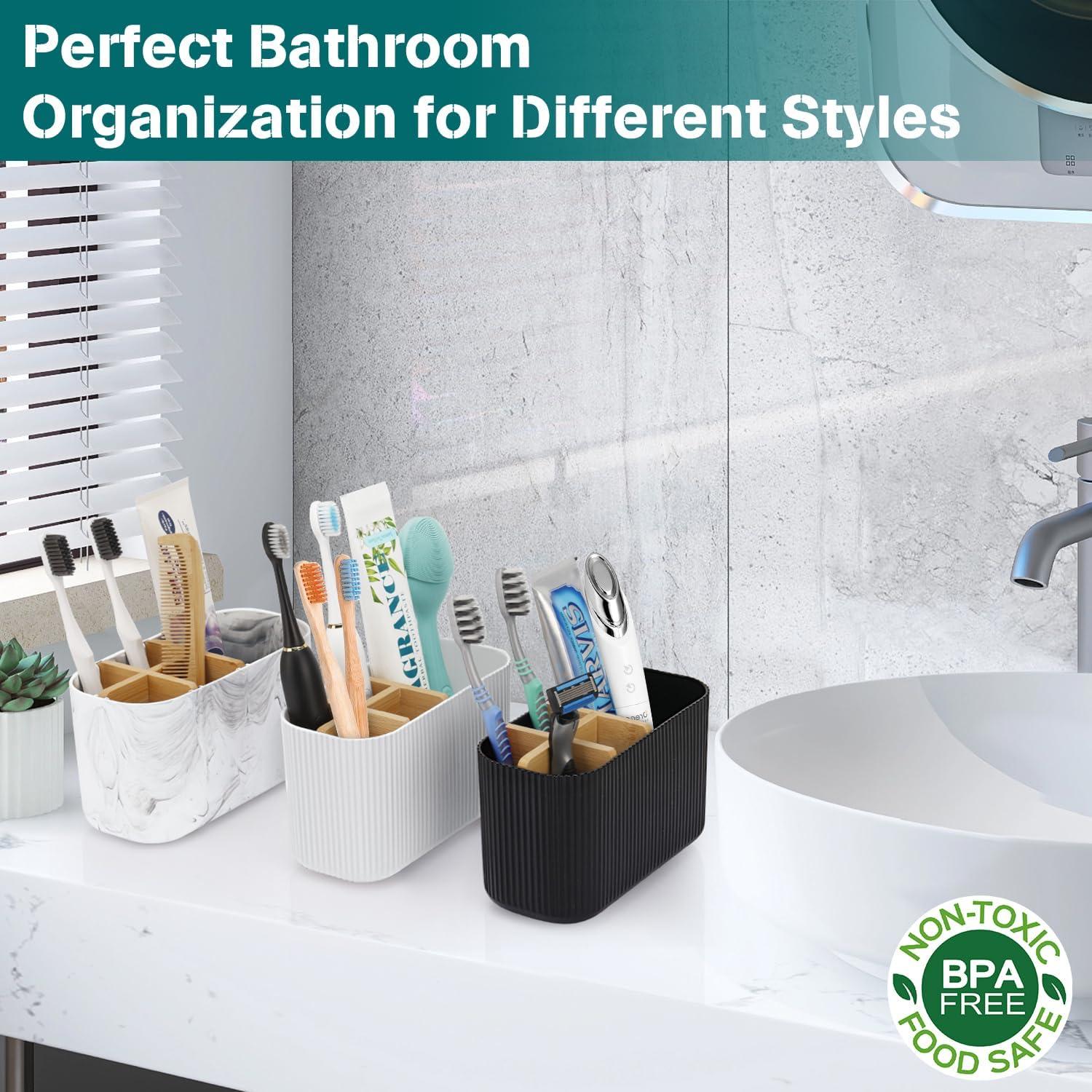 Soporte de Cepillo de Dientes Negro GFWARE Ecológico 5 Compartimentos