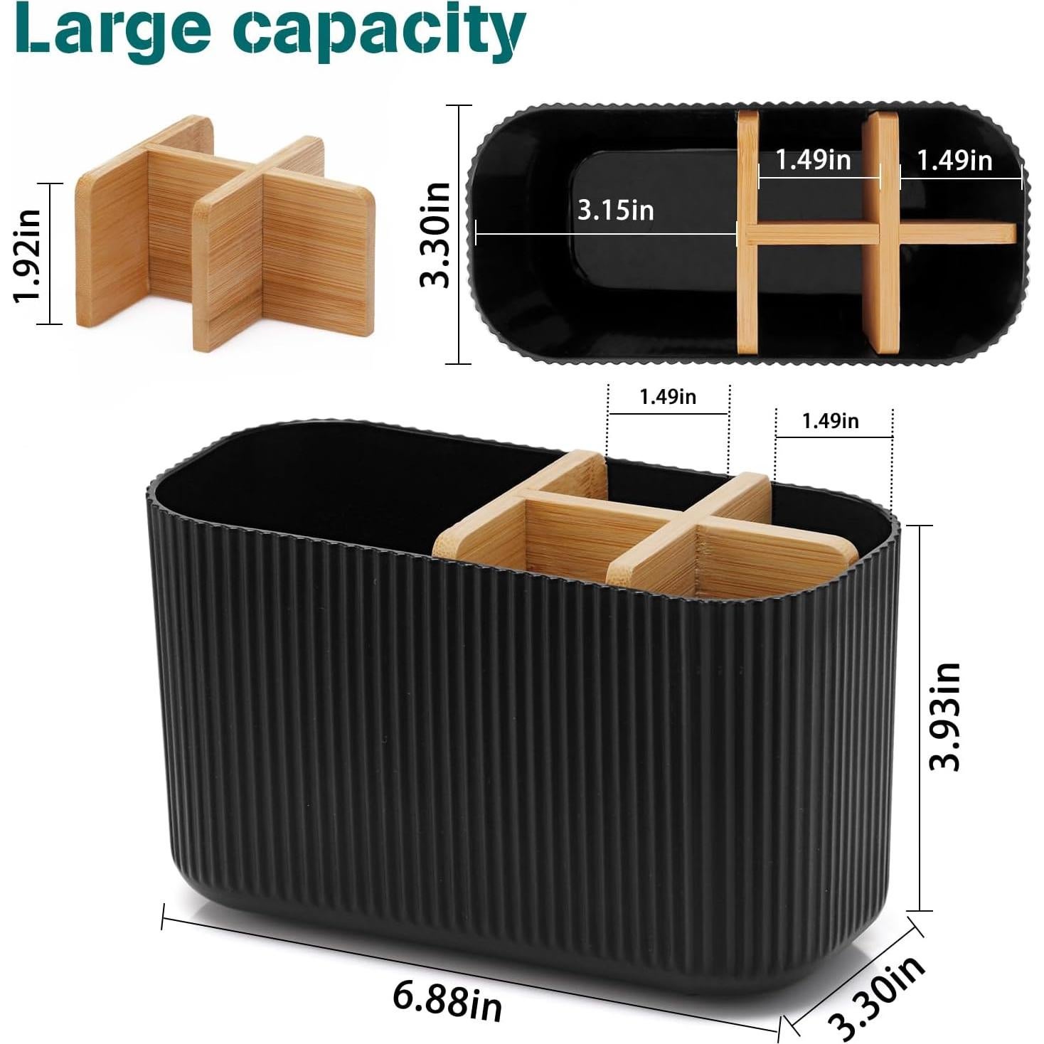 Soporte de Cepillo de Dientes Negro GFWARE Ecológico 5 Compartimentos