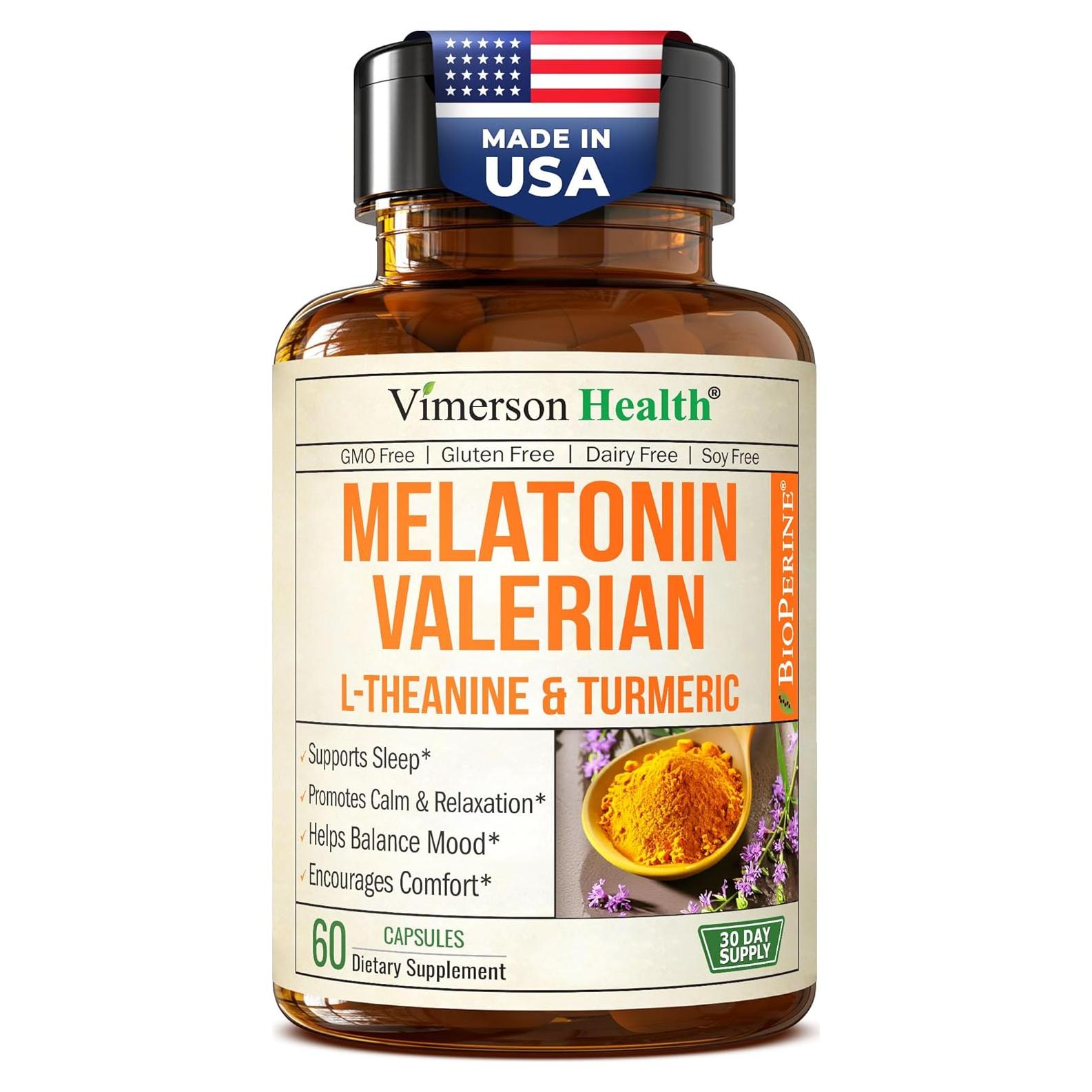 Suplemento de Melatonina 3mg con Cúrcuma y Valeriana - 60 Cápsulas