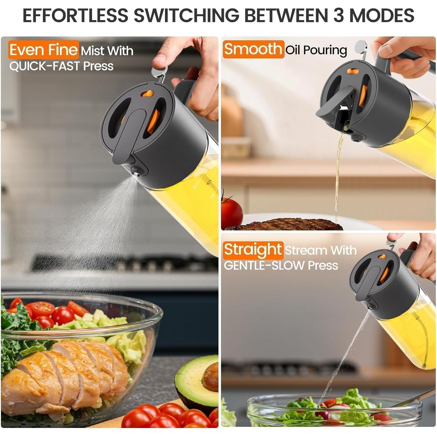 Rociador de Aceite Costop 500ml Vidrio 2 en 1 Antifugas Negro