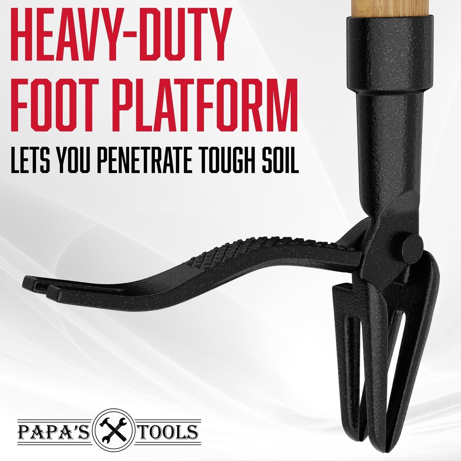 Desmalezadora de pie Papa's Tools - Mango de madera 4 garras