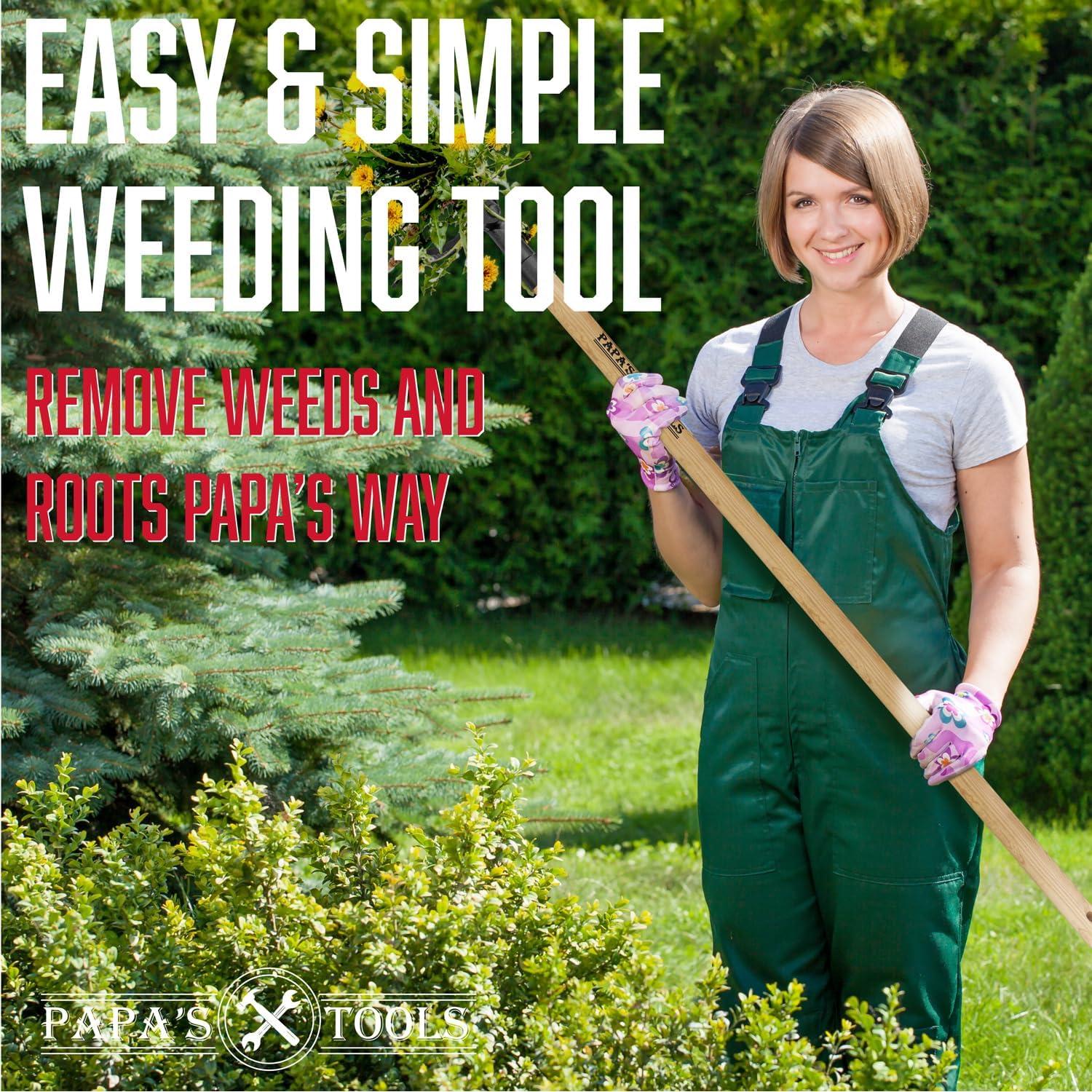 Desmalezadora de pie Papa's Tools - Mango de madera 4 garras