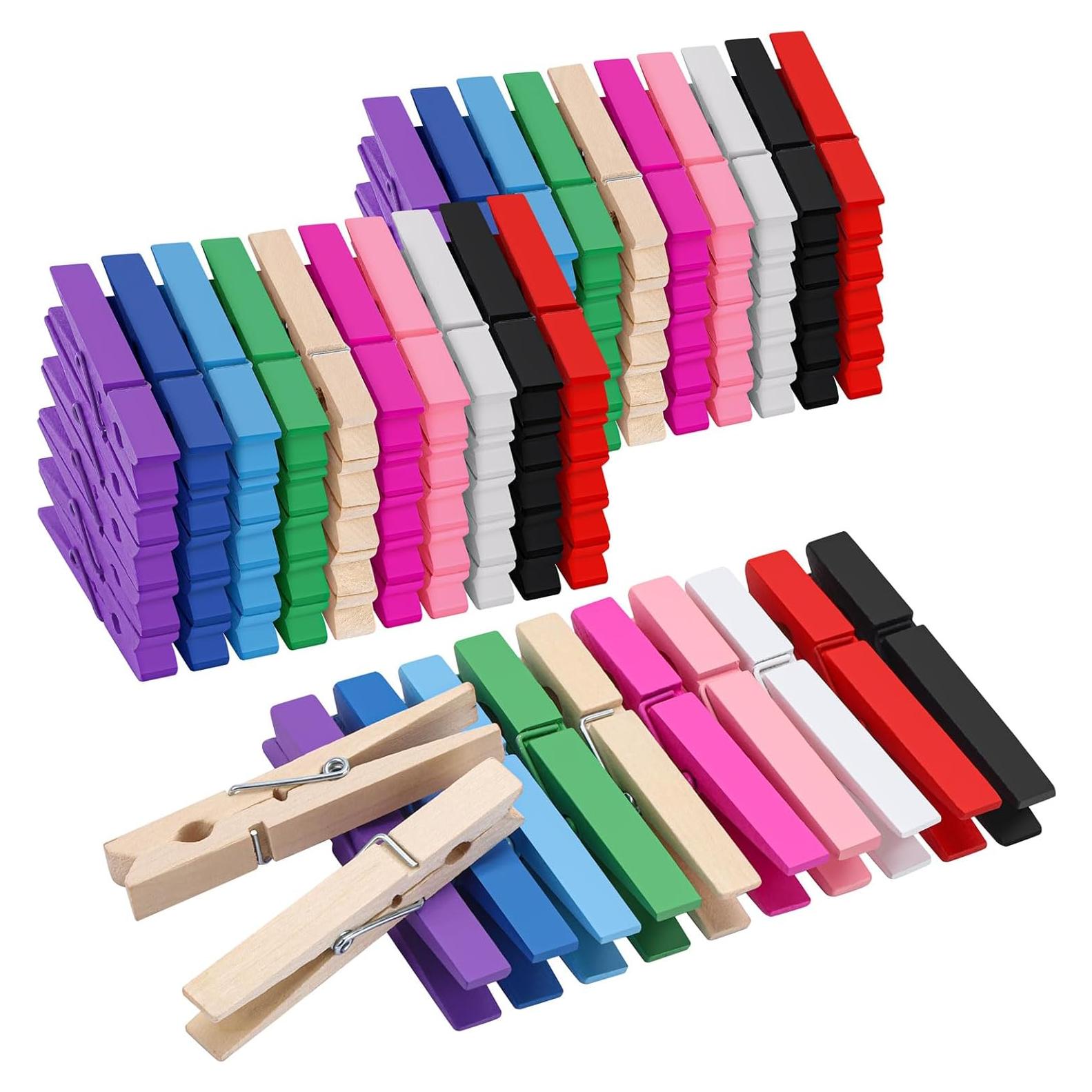 100 Pinzas de Madera Coloreadas Tecbeauty 7.37 cm para Manualidades