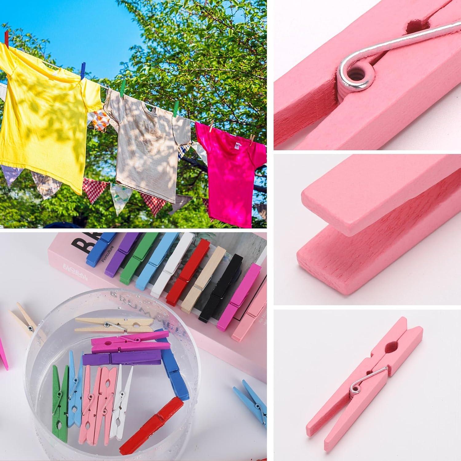 100 Pinzas de Madera Coloreadas Tecbeauty 7.37 cm para Manualidades