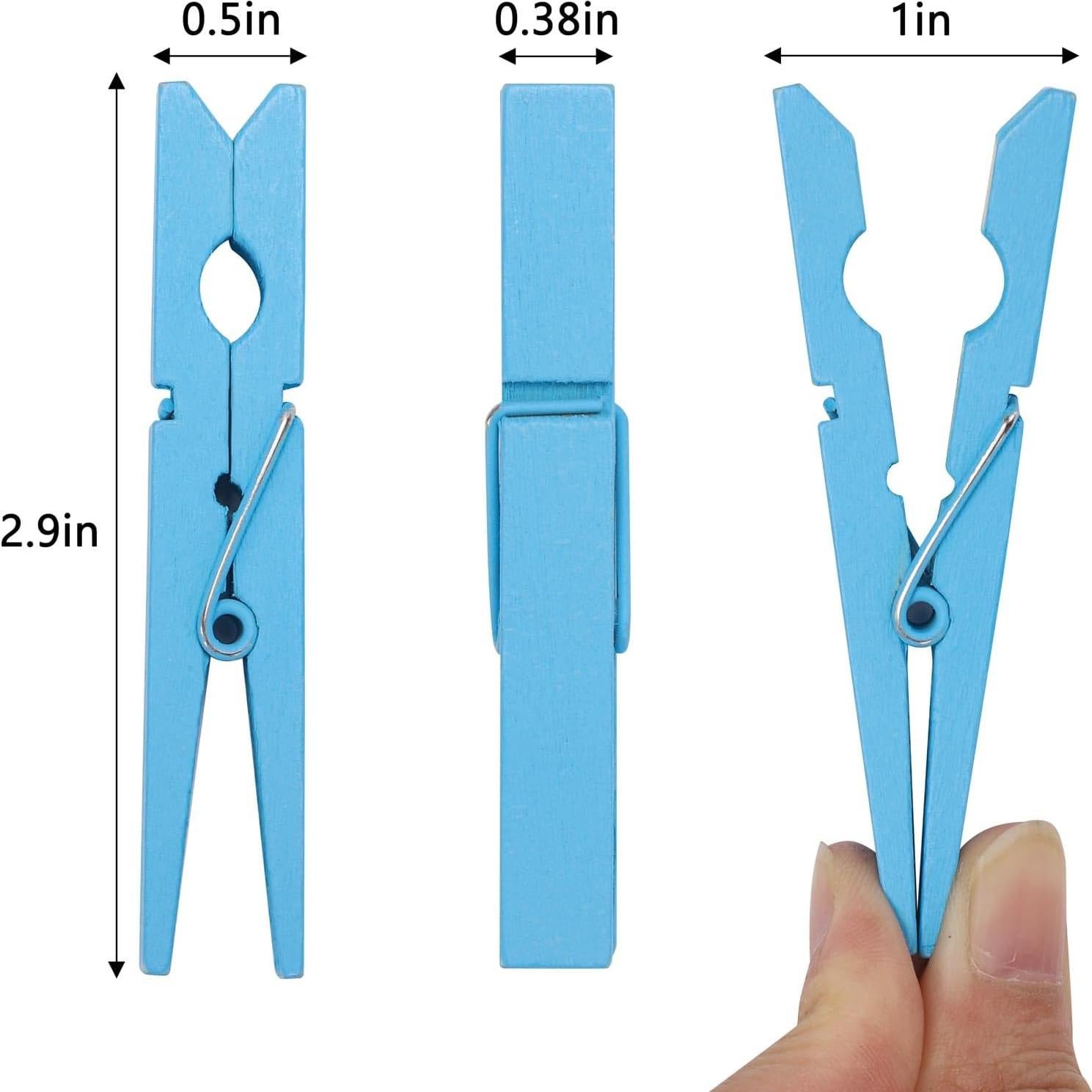 100 Pinzas de Madera Coloreadas Tecbeauty 7.37 cm para Manualidades