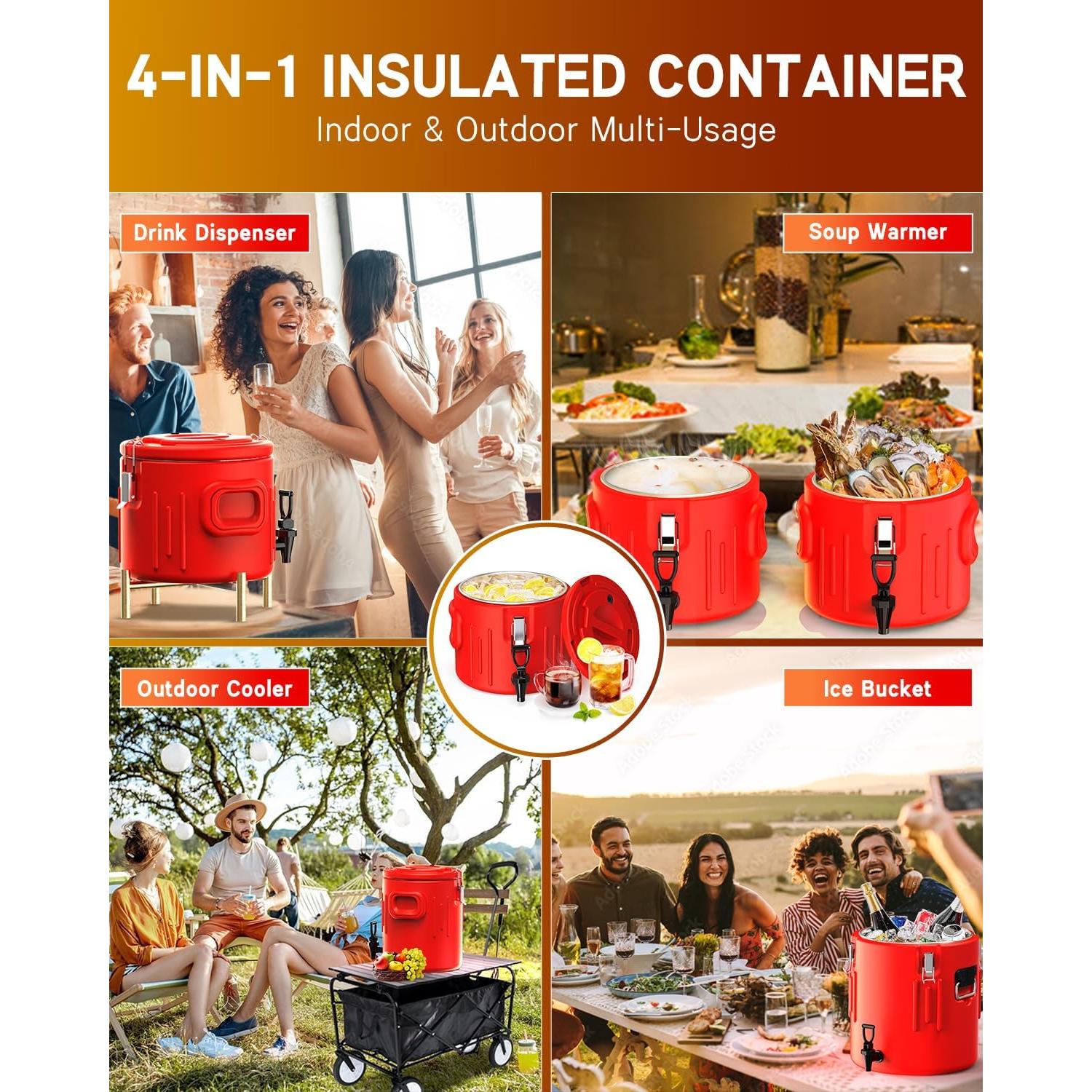 Dispensador de Bebidas Aislado 2 Galones XVEZUA Acero Inoxidable