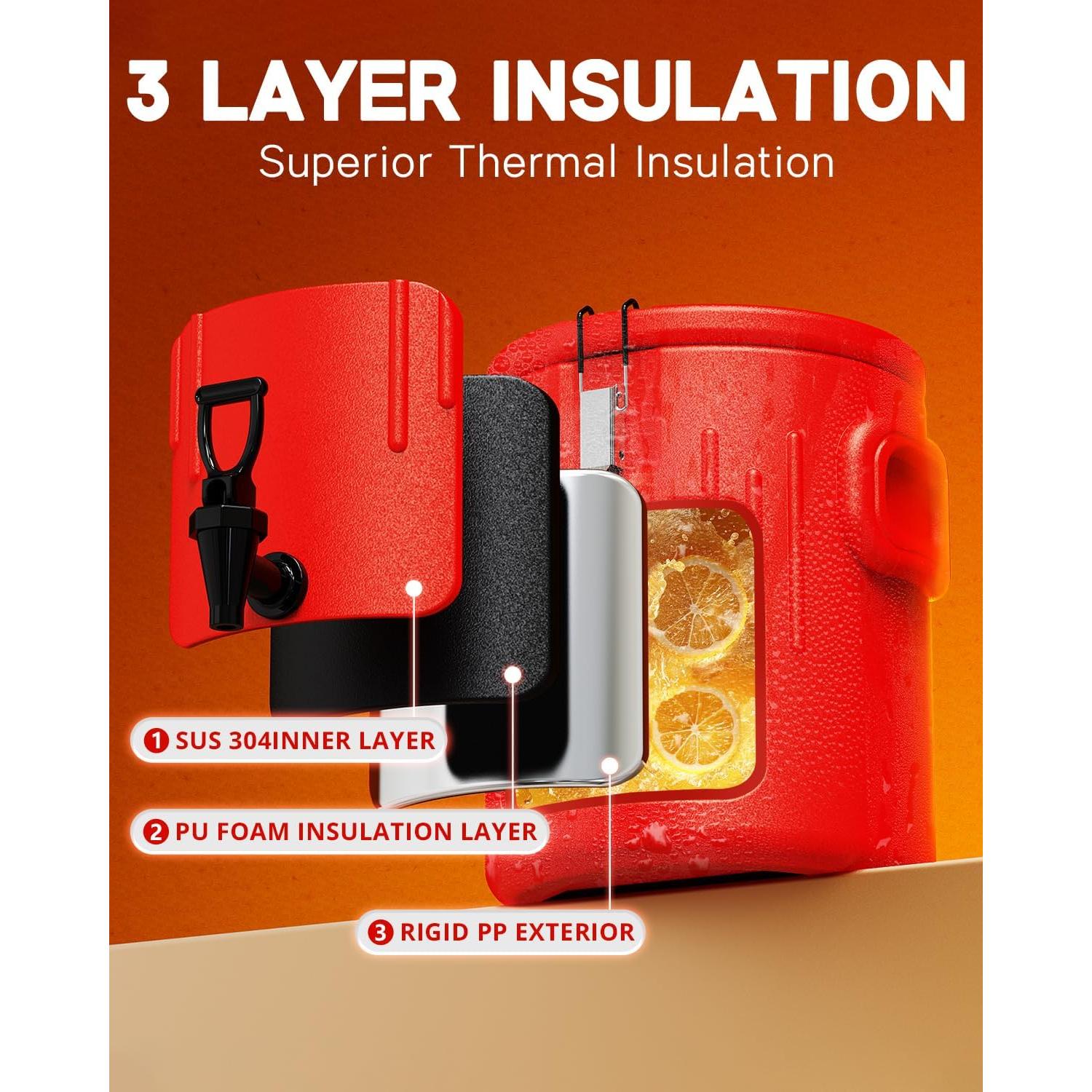 Dispensador de Bebidas Aislado 2 Galones XVEZUA Acero Inoxidable