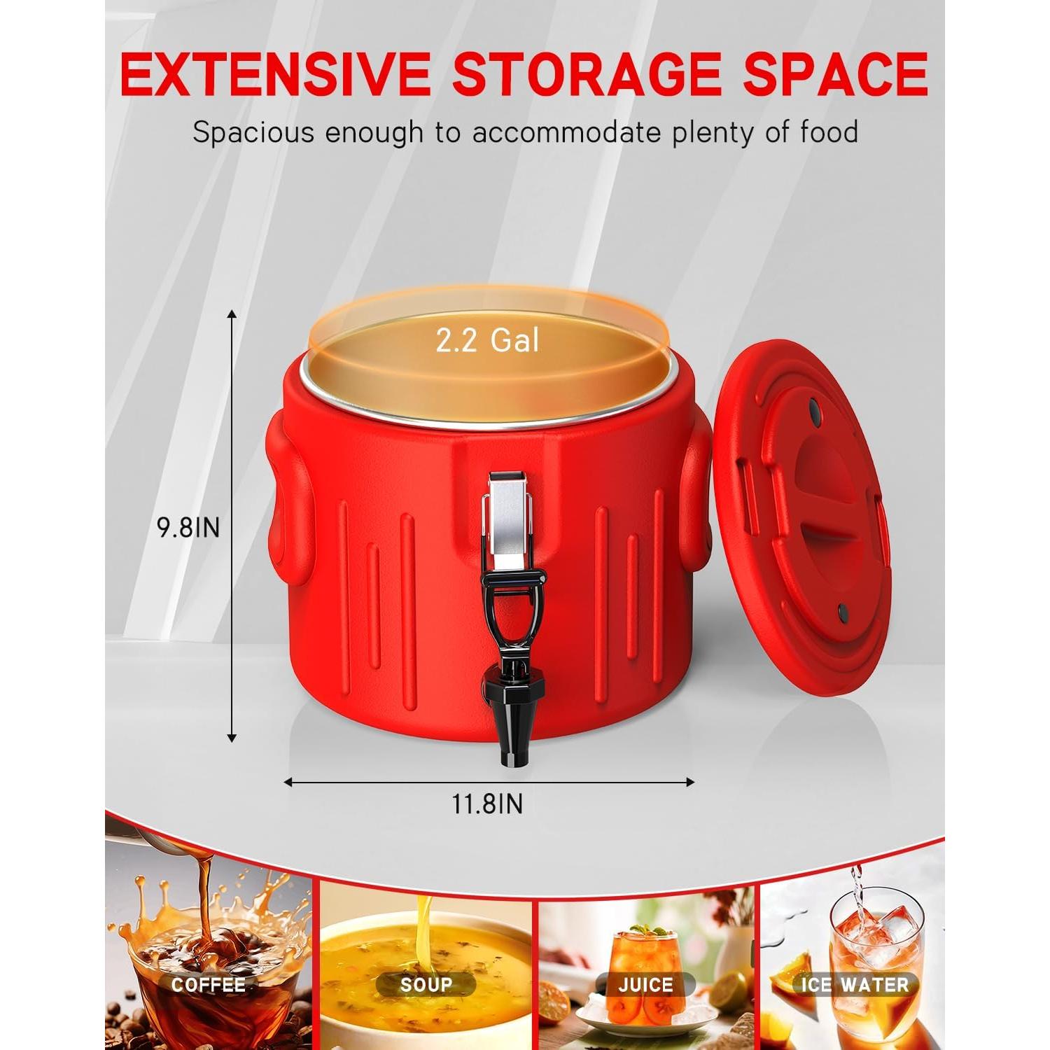 Dispensador de Bebidas Aislado 2 Galones XVEZUA Acero Inoxidable