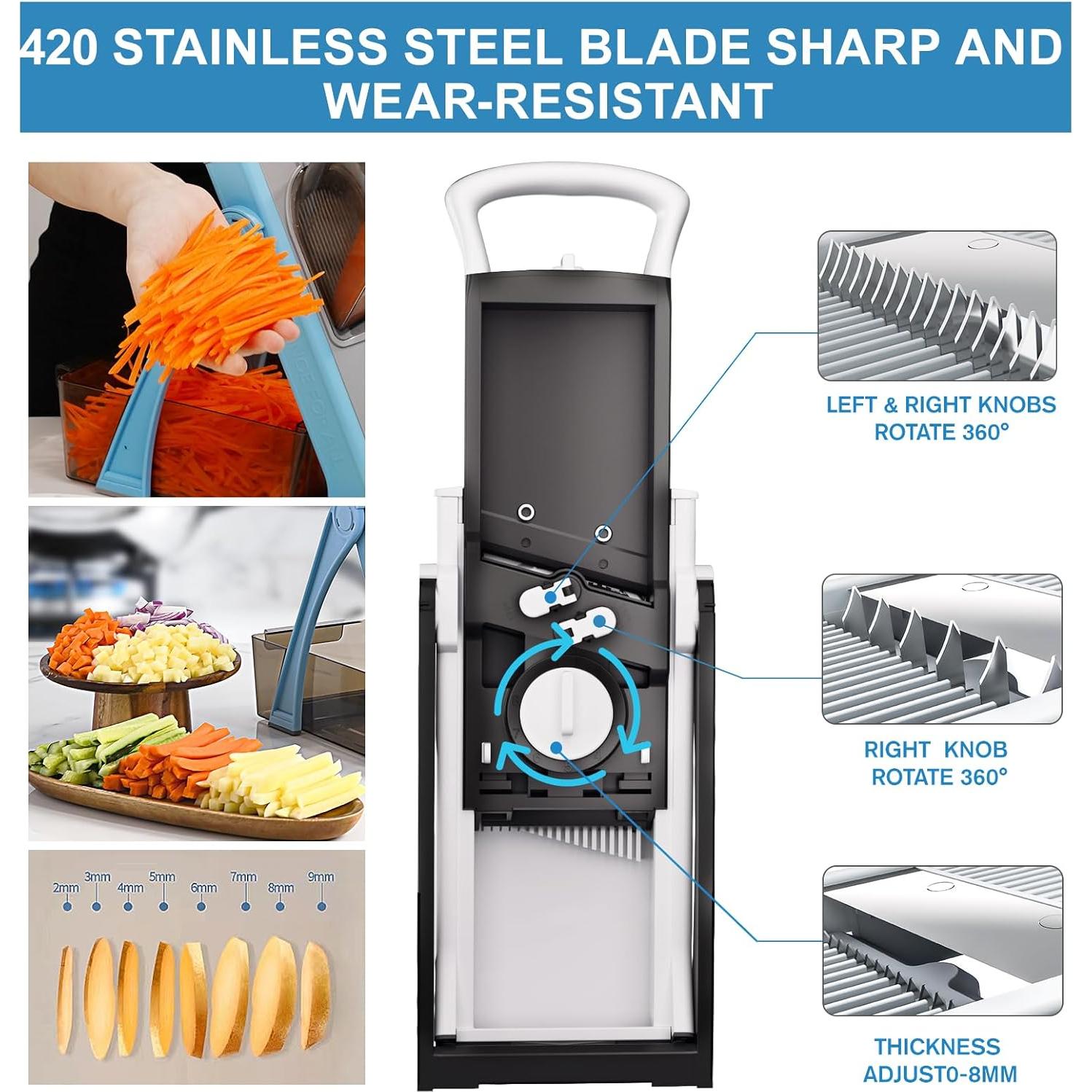 Cortadora Mandolina ZTQCSQ Negra Ajustable con Cuchillas de Acero