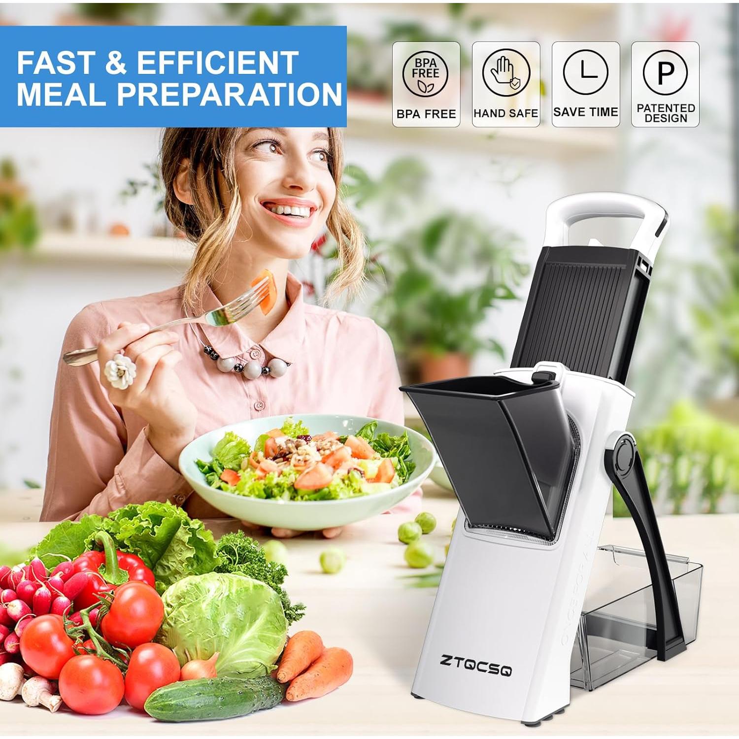 Cortadora Mandolina ZTQCSQ Negra Ajustable con Cuchillas de Acero